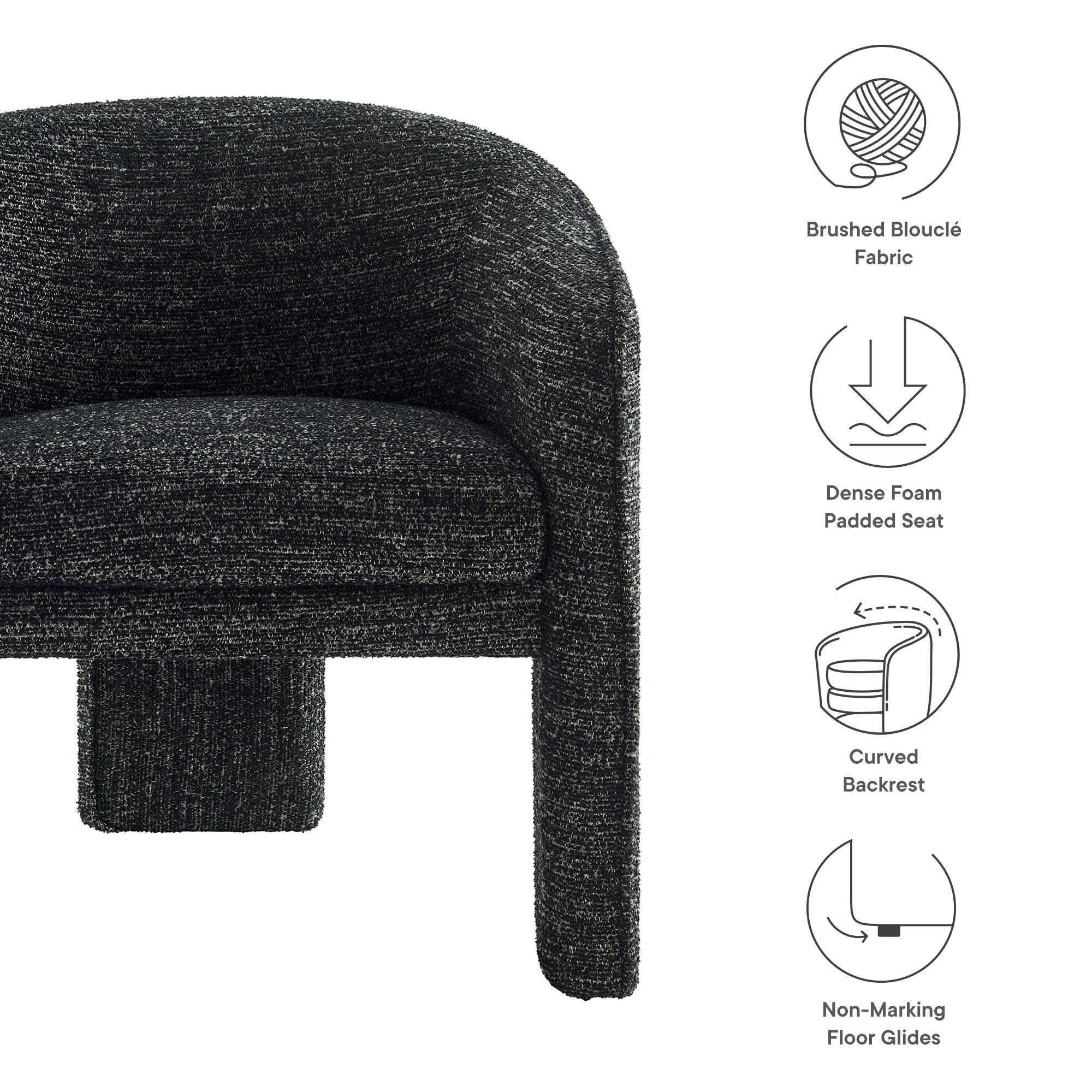Modway Greer Accent Chair, Charcoal, large