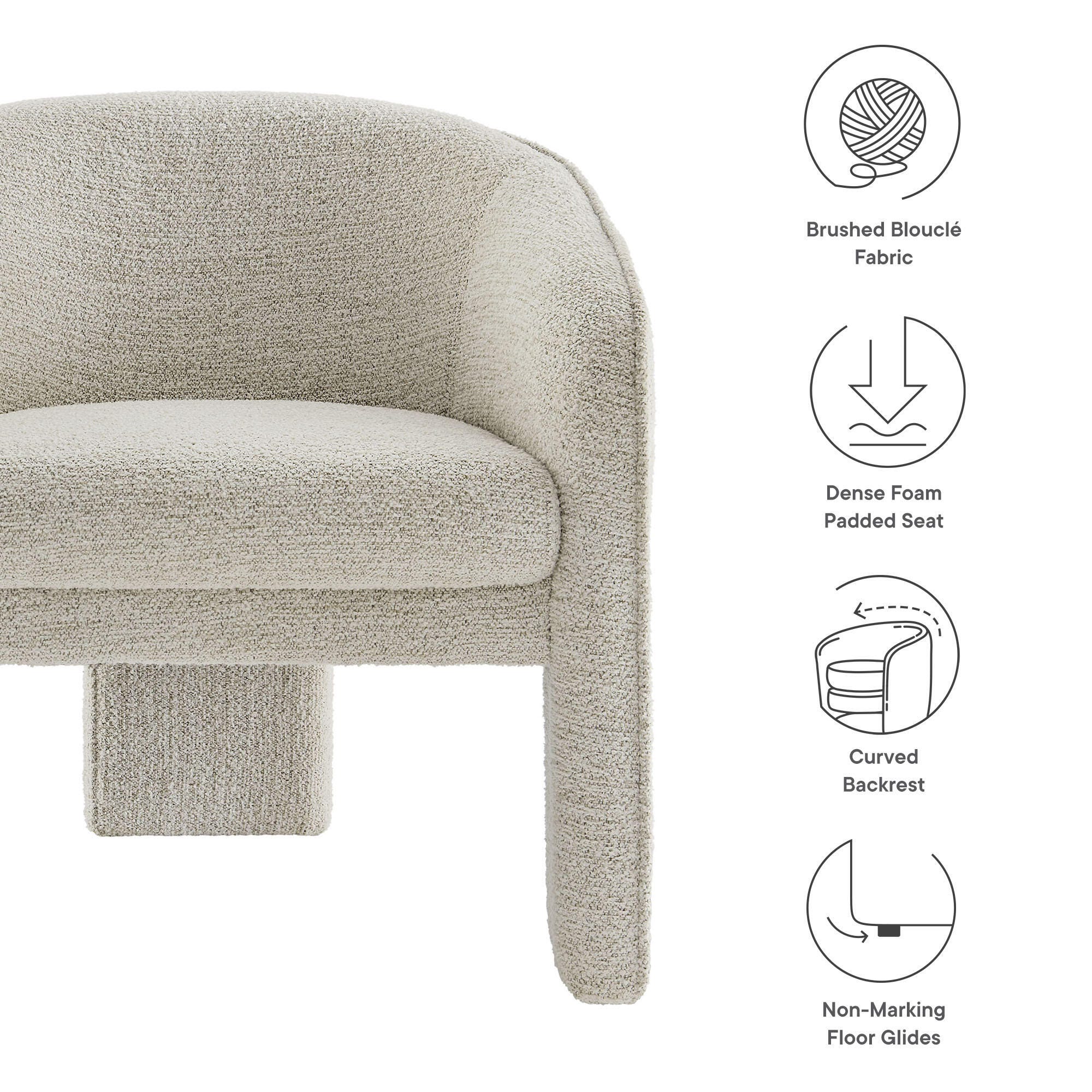 Modway Greer Accent Chair, Parchment, large