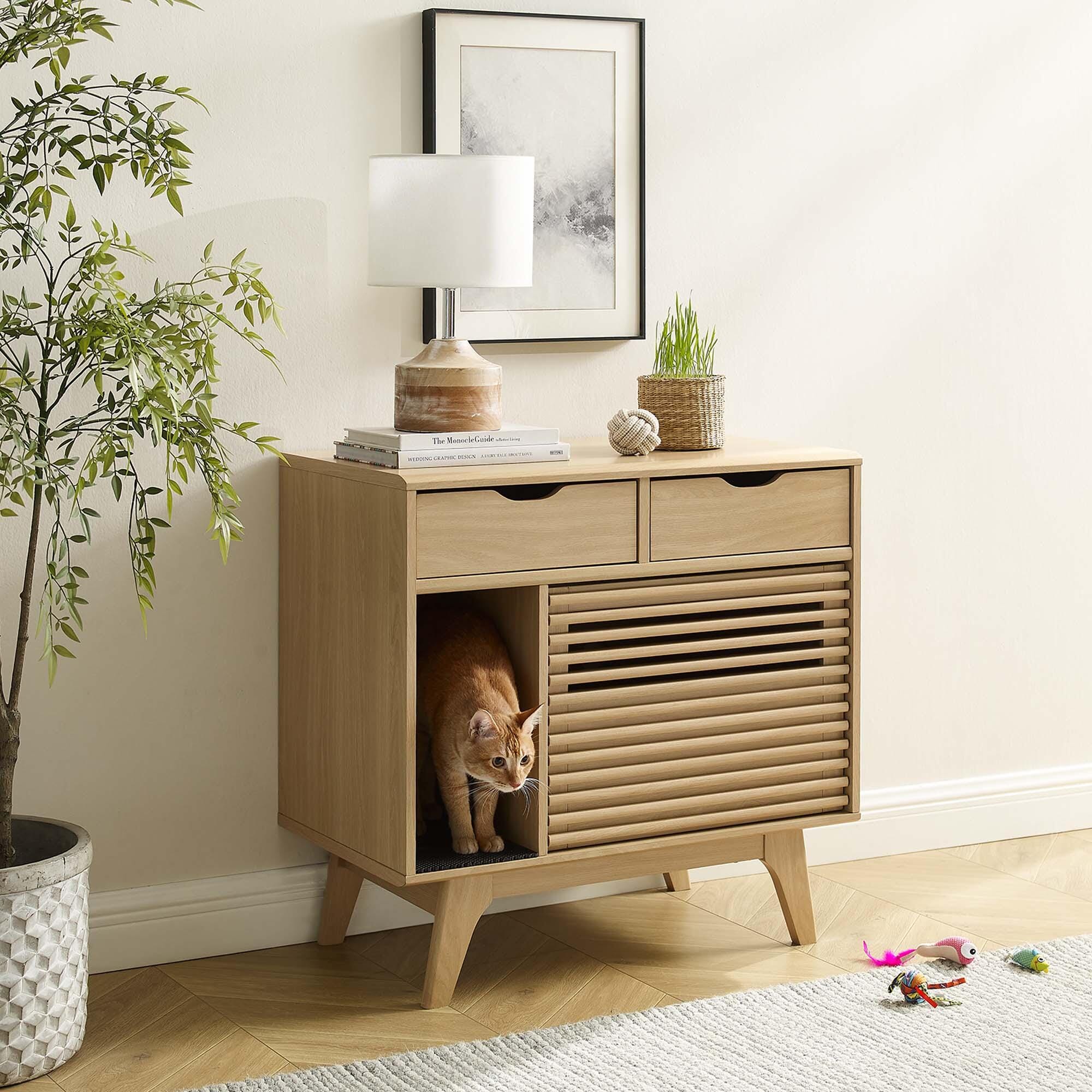 Modway Render 31" Accent Cabinet, Oak, large