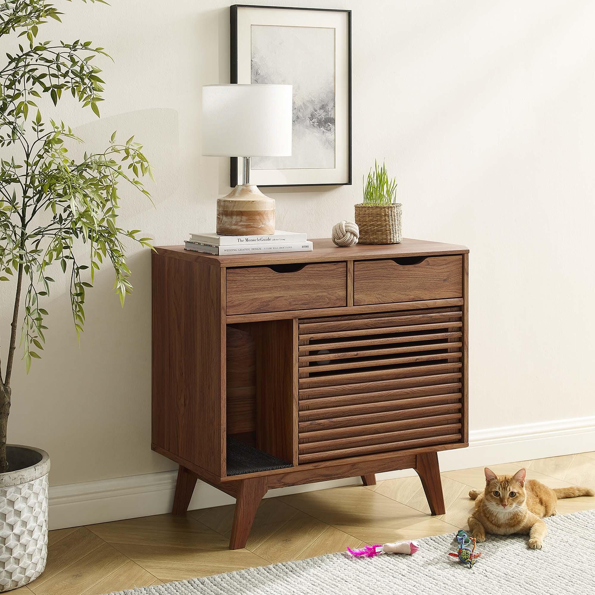 Modway Render 31" Accent Cabinet, Walnut, large