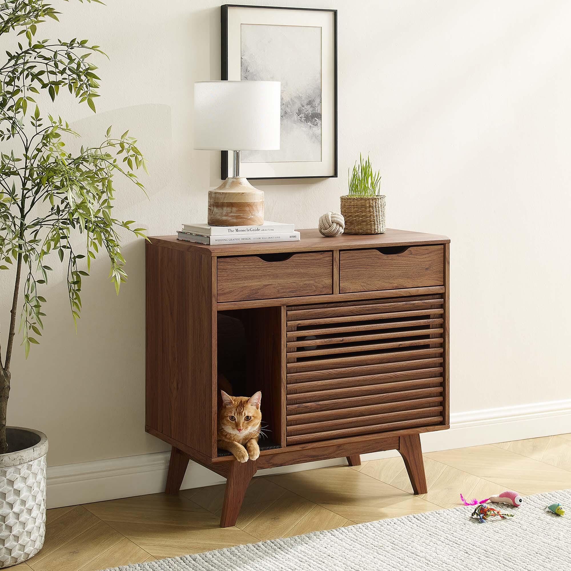 Modway Render 31" Accent Cabinet, Walnut, large