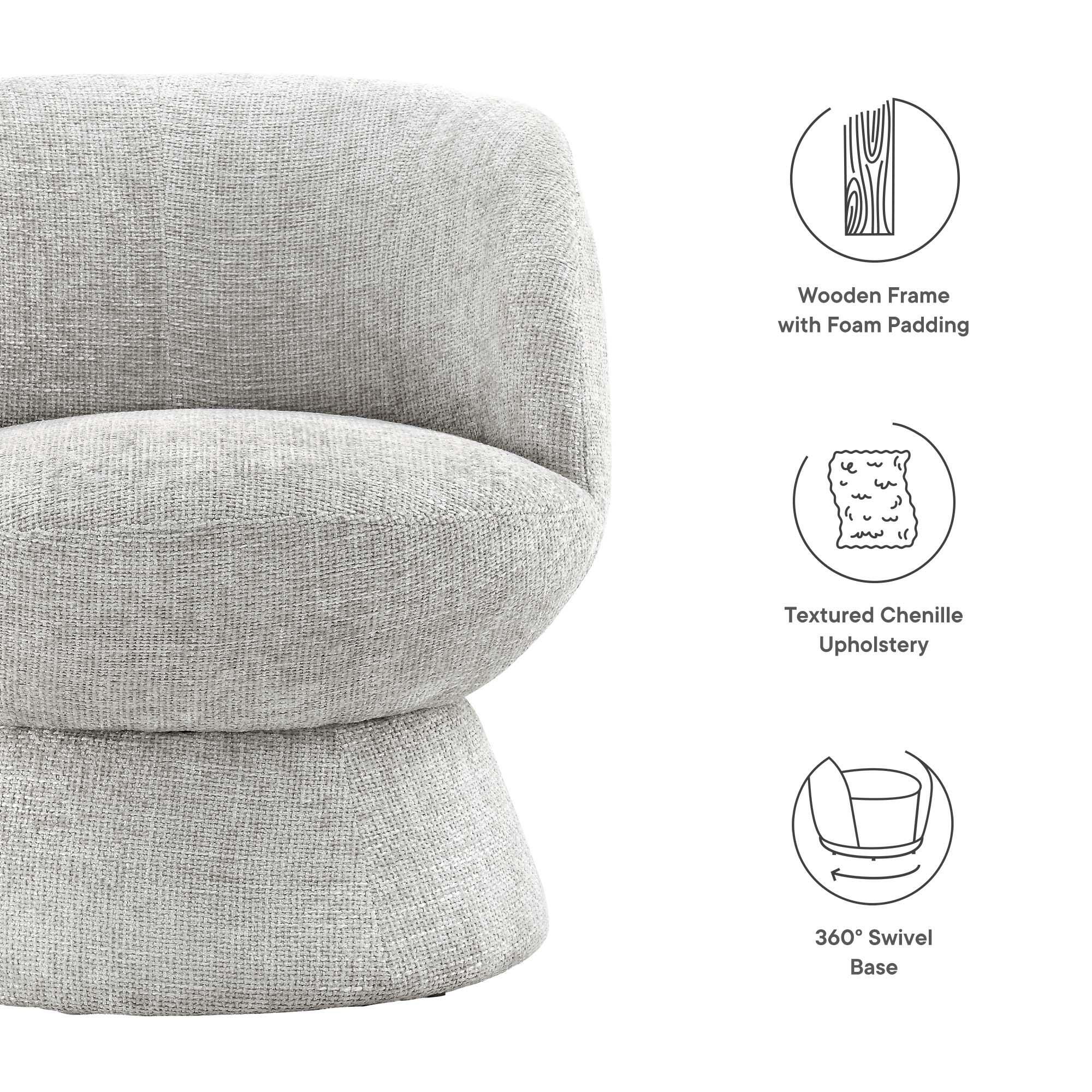Modway Vesta Swivel Accent Chair, Dove Gray, large