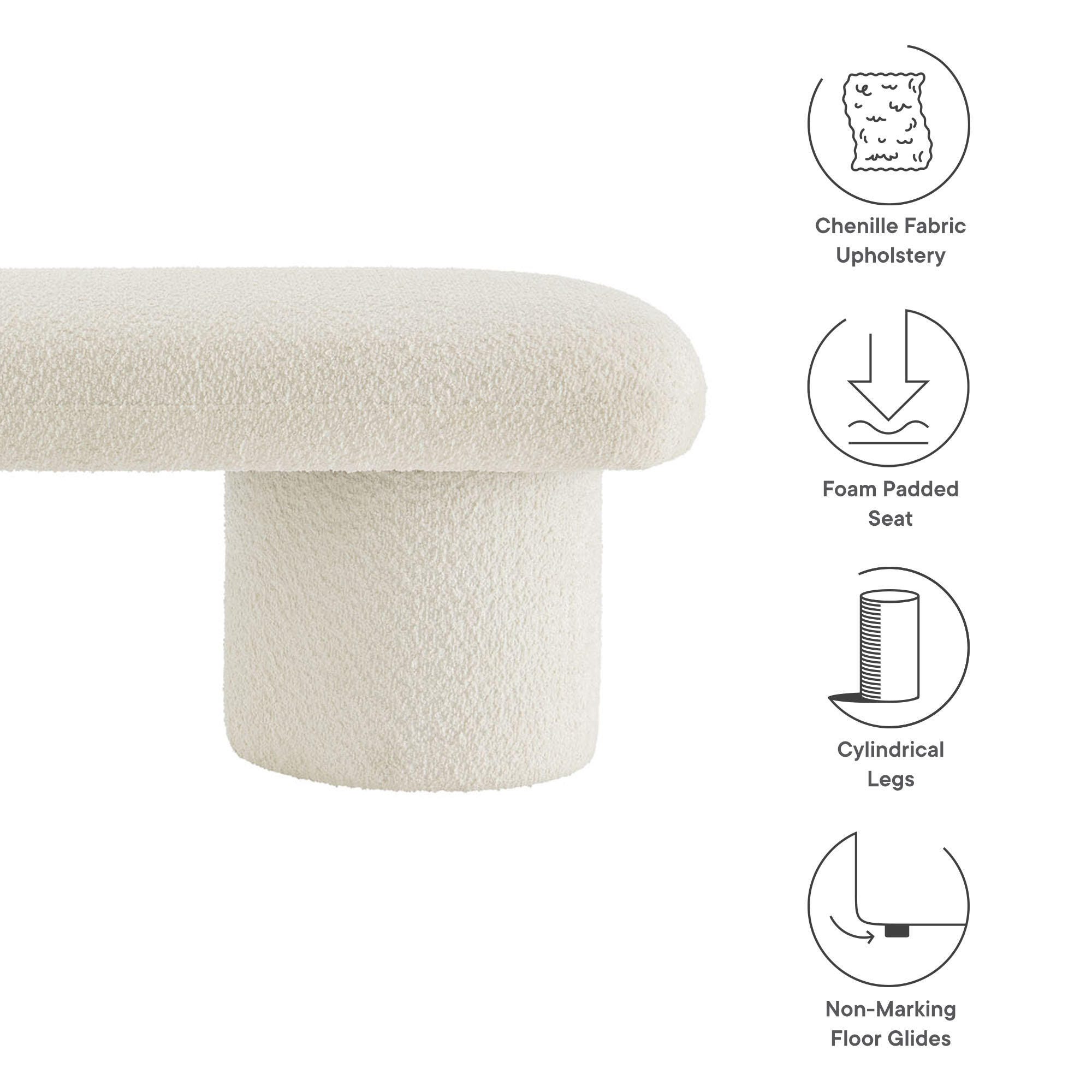 Modway Orla Bench, White, large