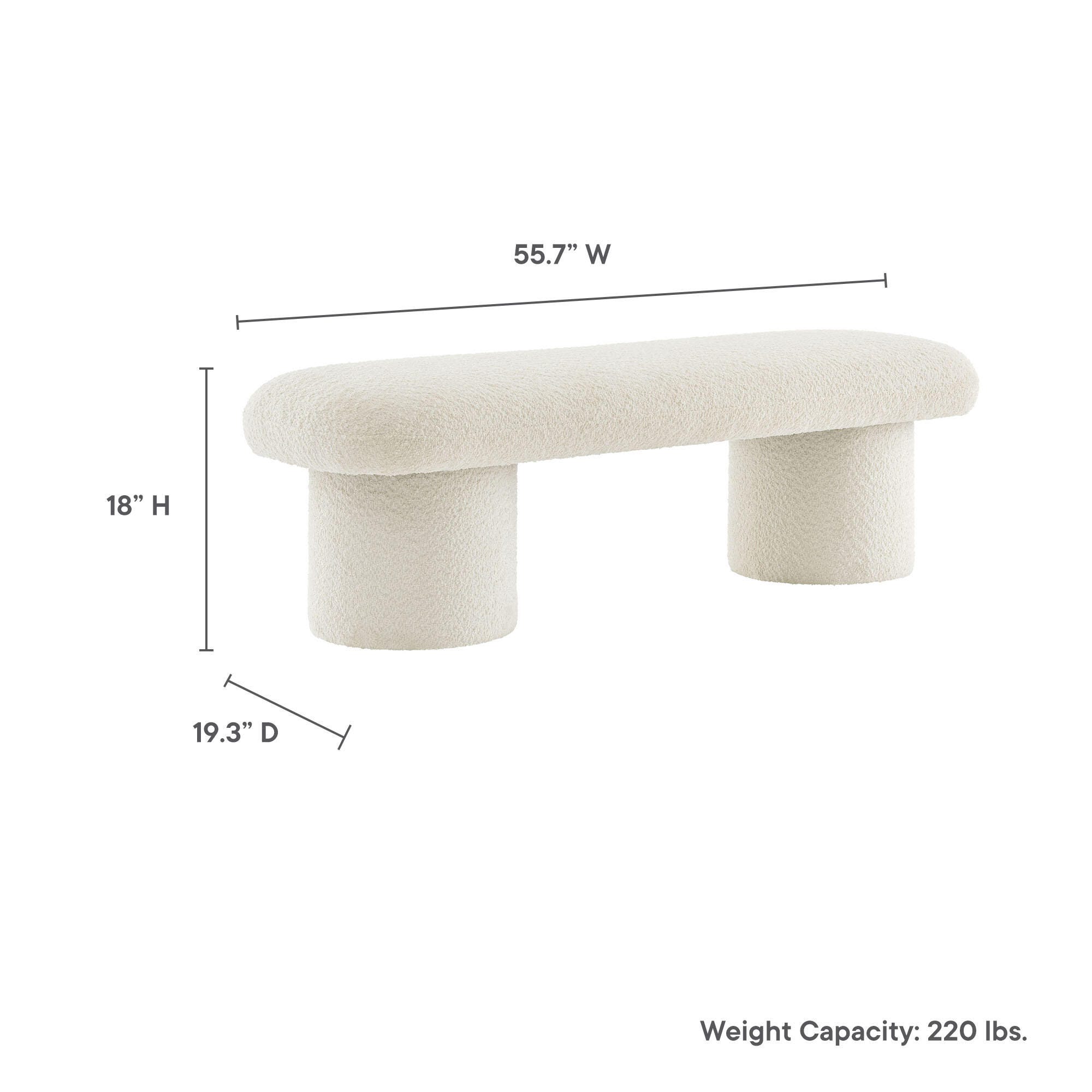 Modway Orla Bench, White, large