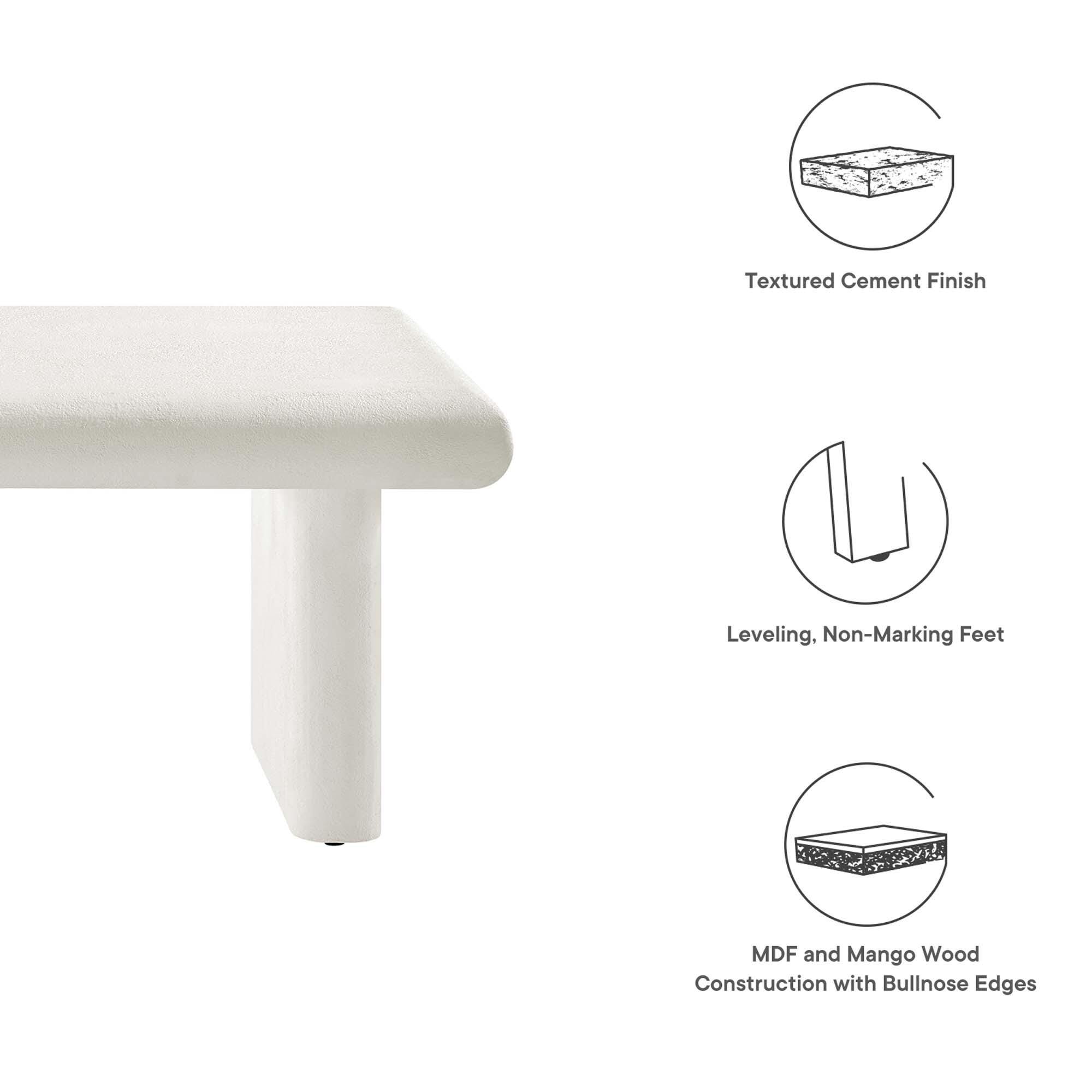 Modway Relic Textured Coffee Table, White, large
