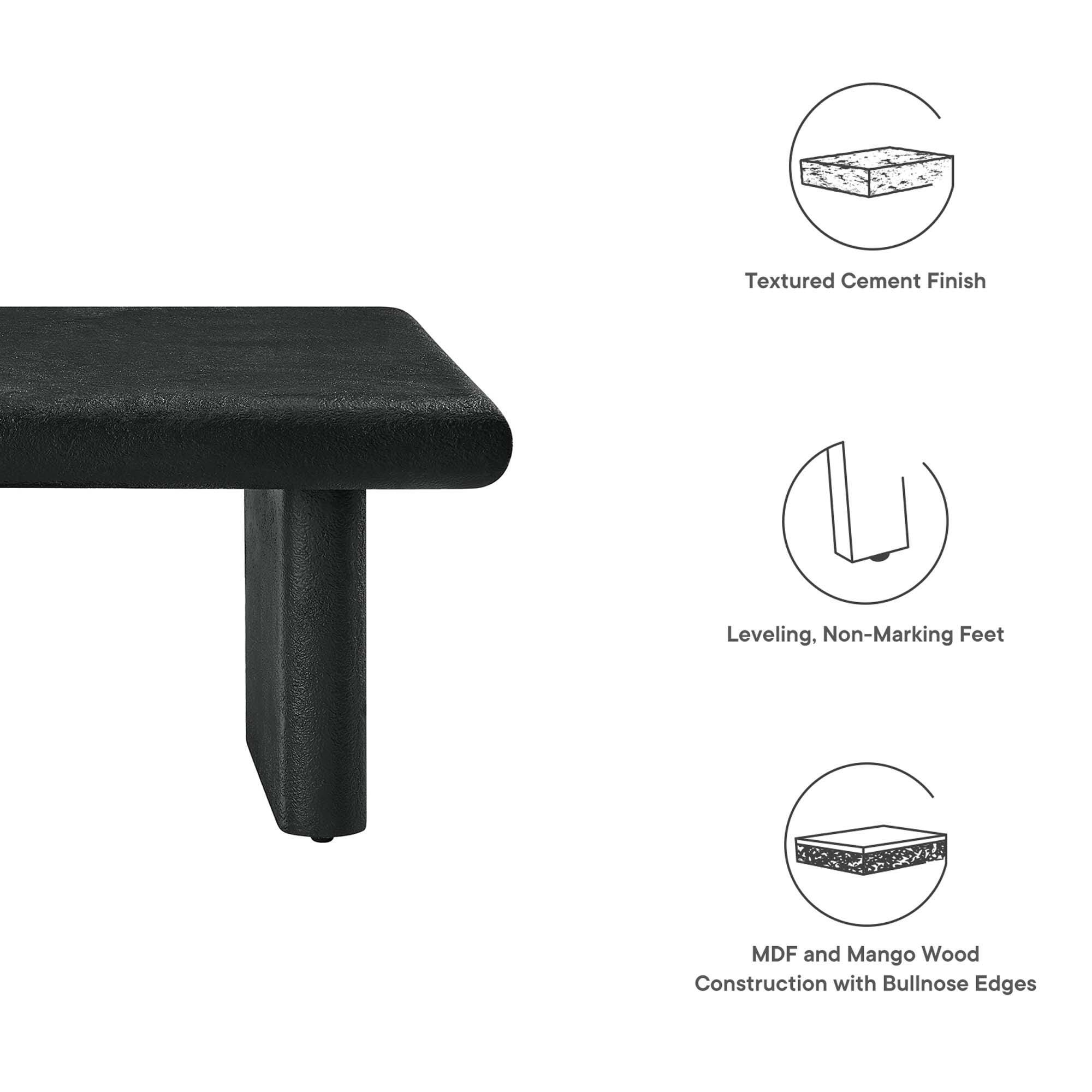 Modway Relic Textured Coffee Table, Black, large