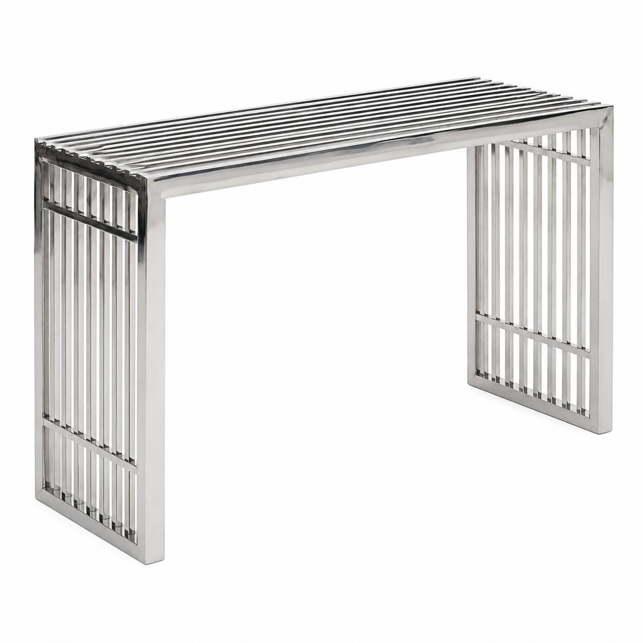 Modway Gridiron Console Table, Silver, large