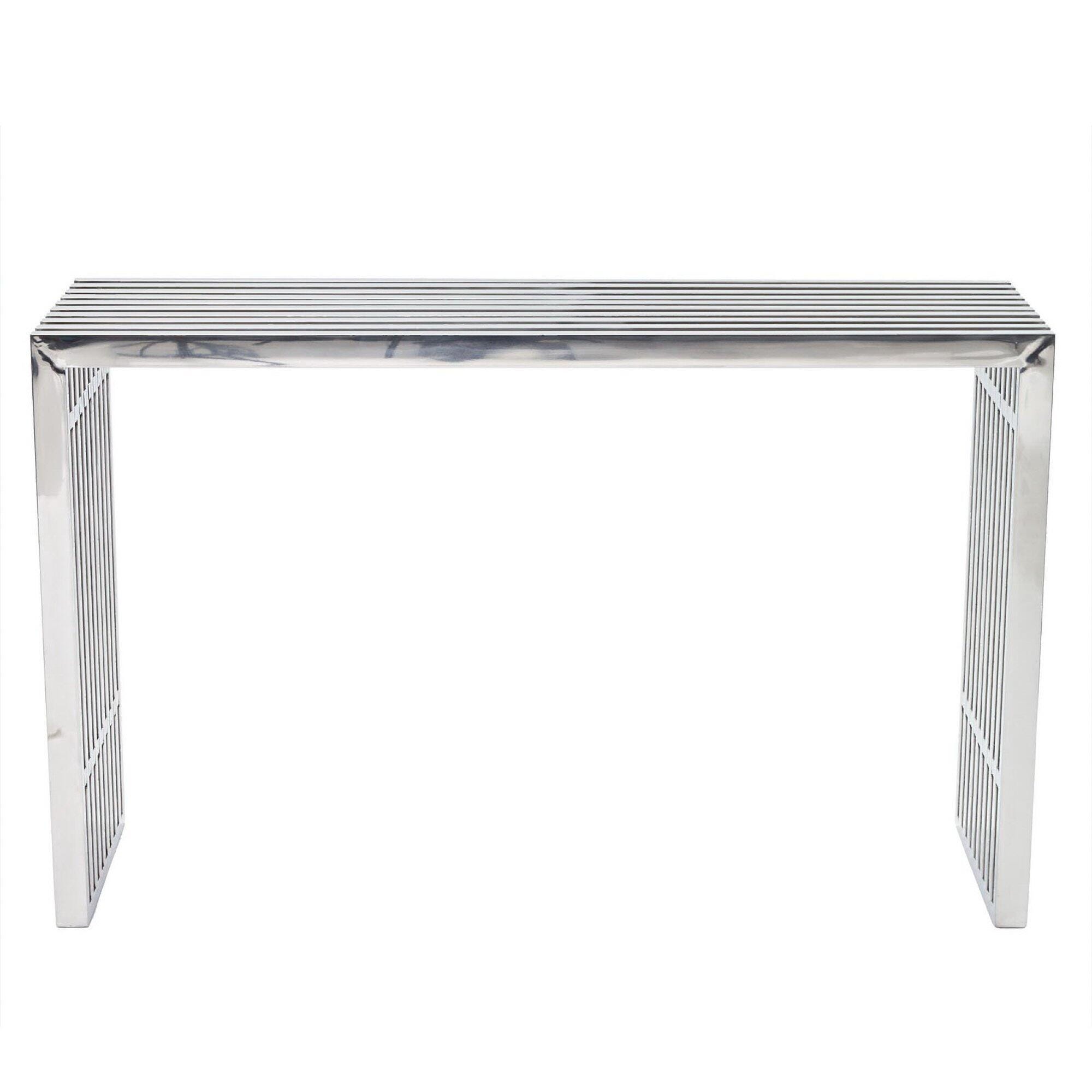 Modway Gridiron Console Table, Silver, large