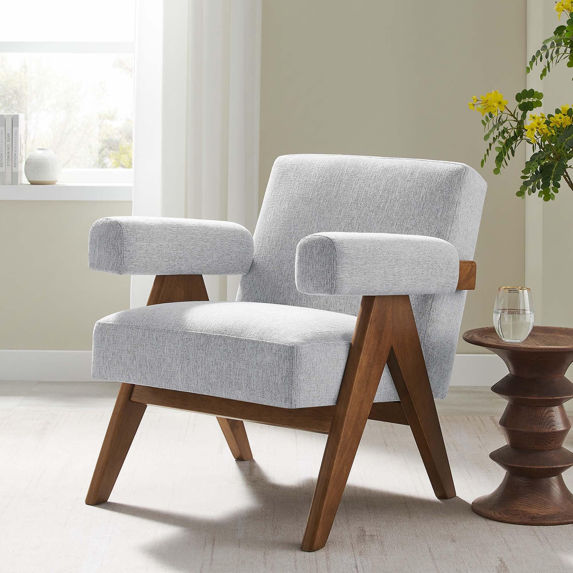 Modway Lyra Solid Accent Chair, Light Gray, rollover