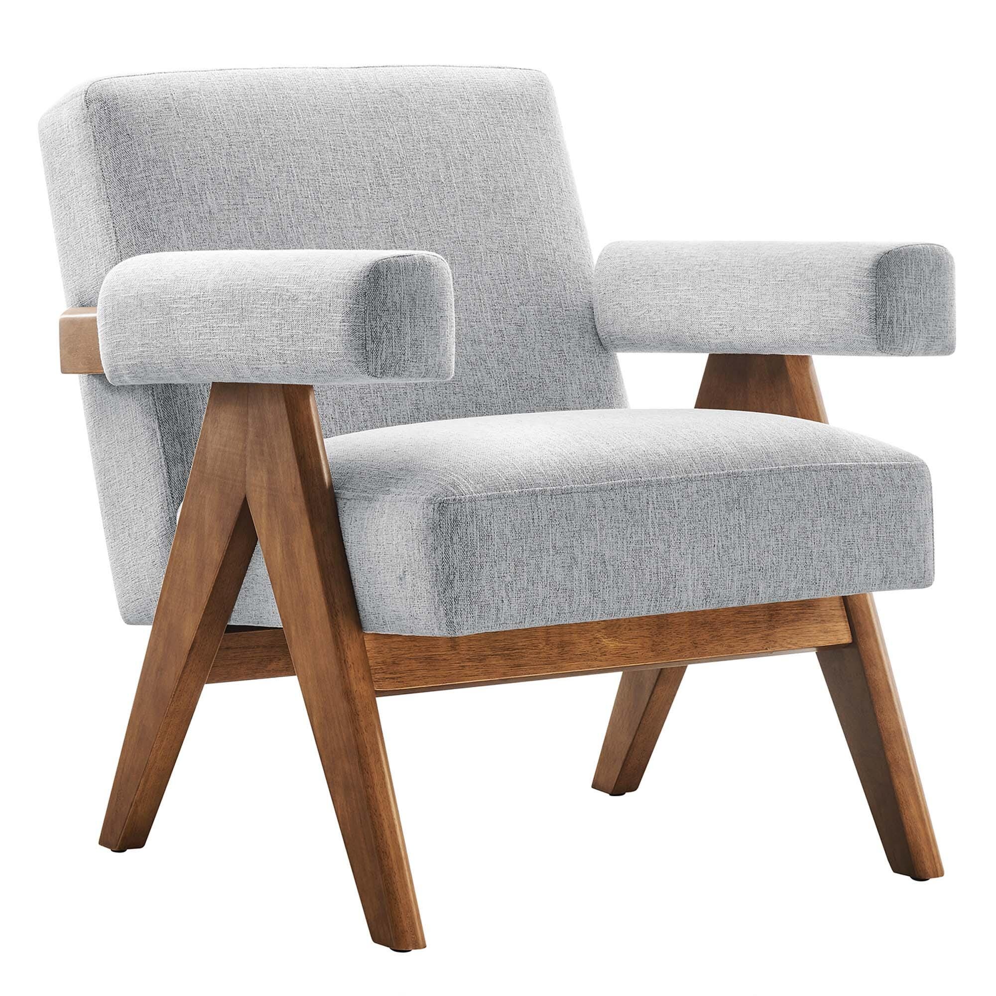 Modway Lyra Solid Accent Chair, Light Gray, large