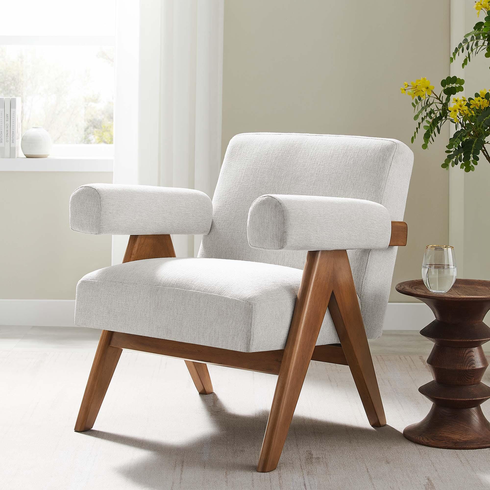 Modway Lyra Solid Accent Chair, Ivory/White, rollover
