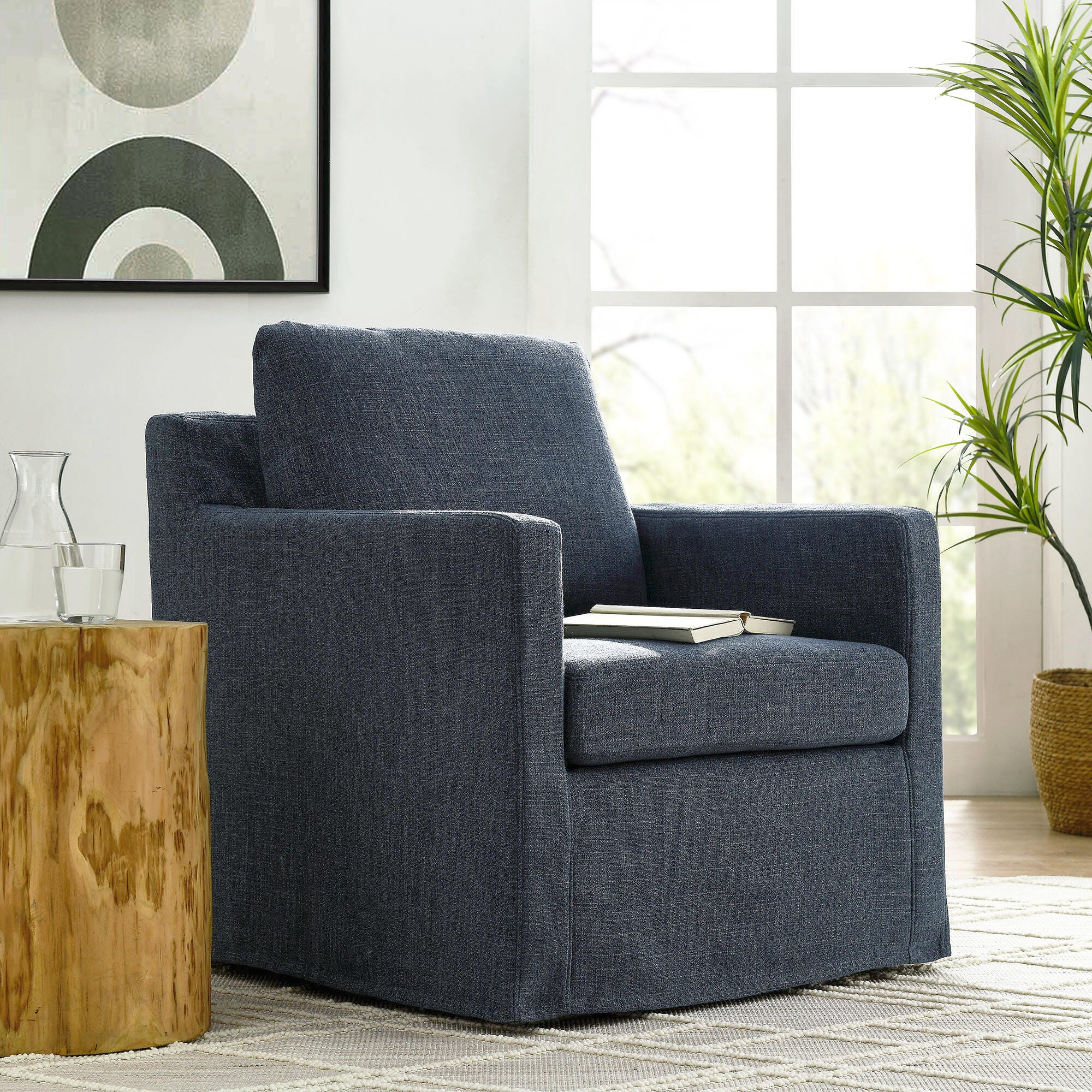 Modway Serene Swivel Accent Chair, Slate Blue, rollover