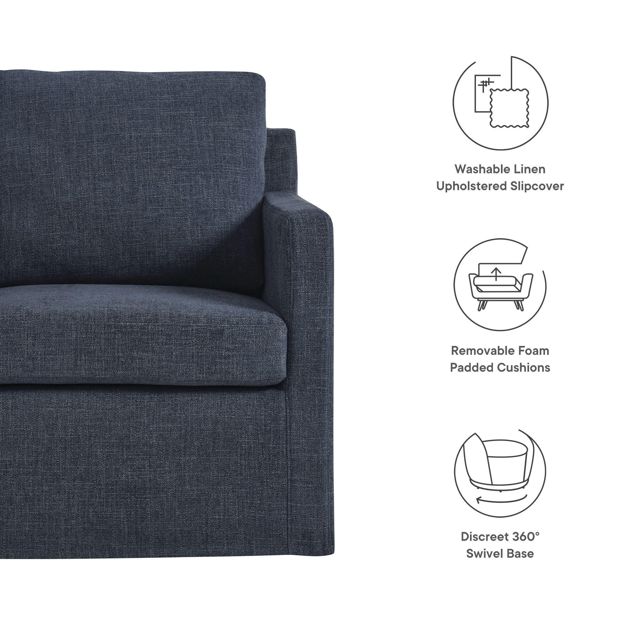 Modway Serene Swivel Accent Chair, Slate Blue, large