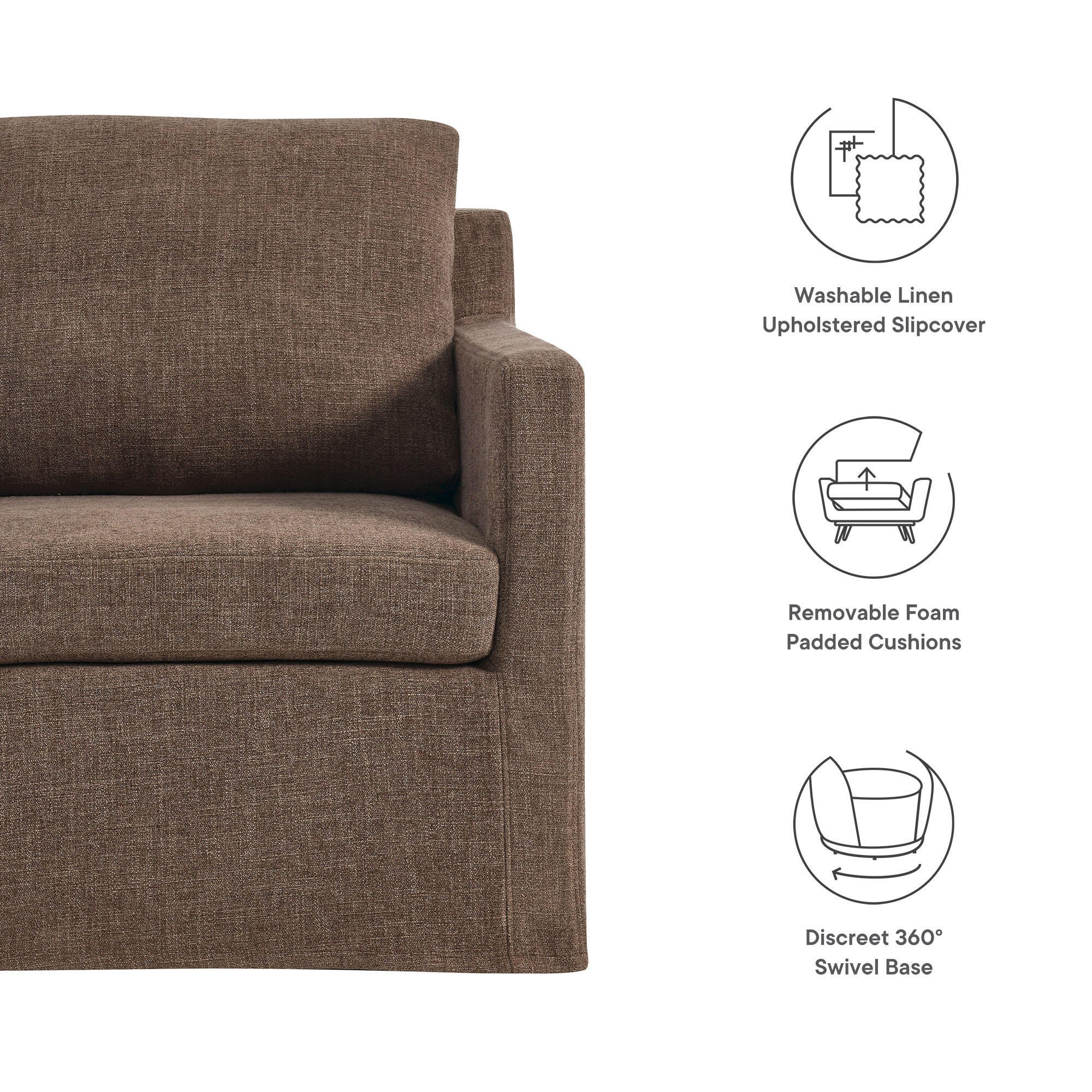 Modway Serene Swivel Accent Chair, Mocha, large