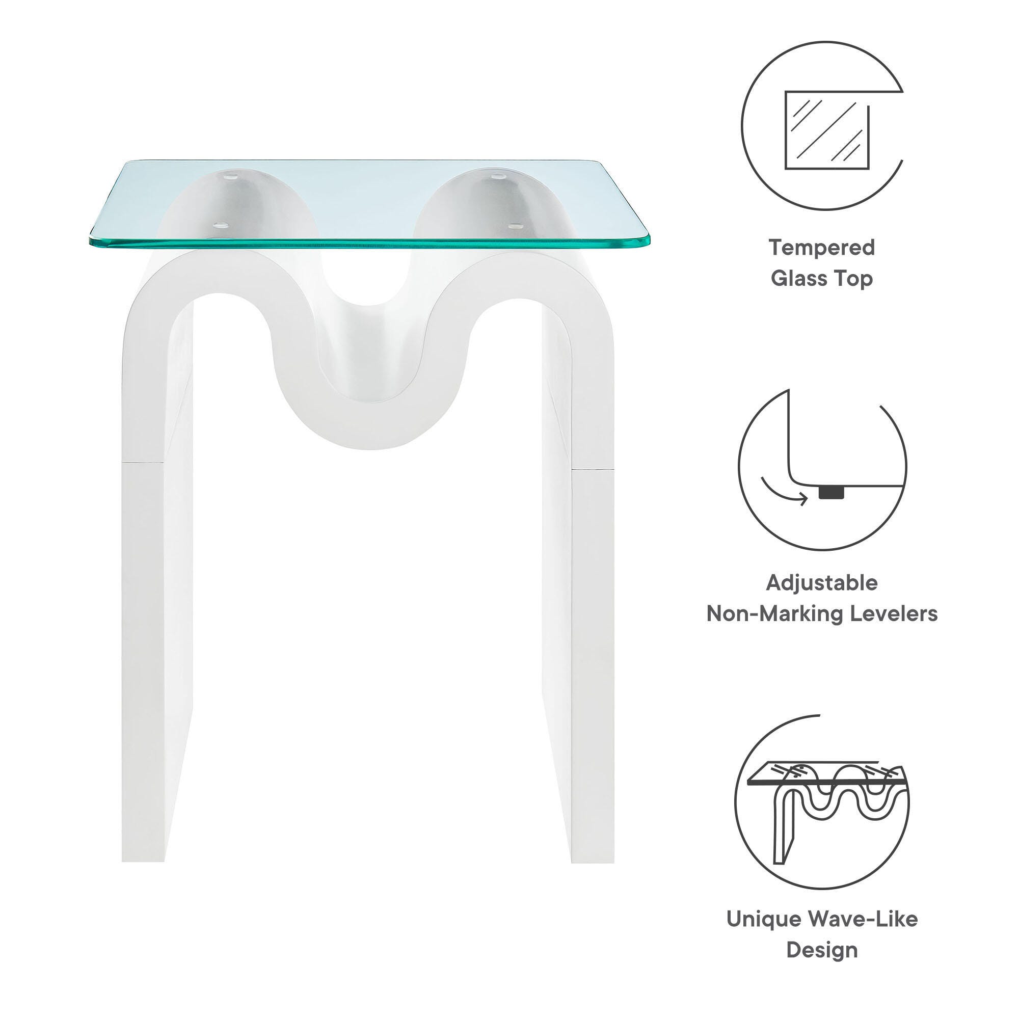 Modway Ondine End Table, White, large
