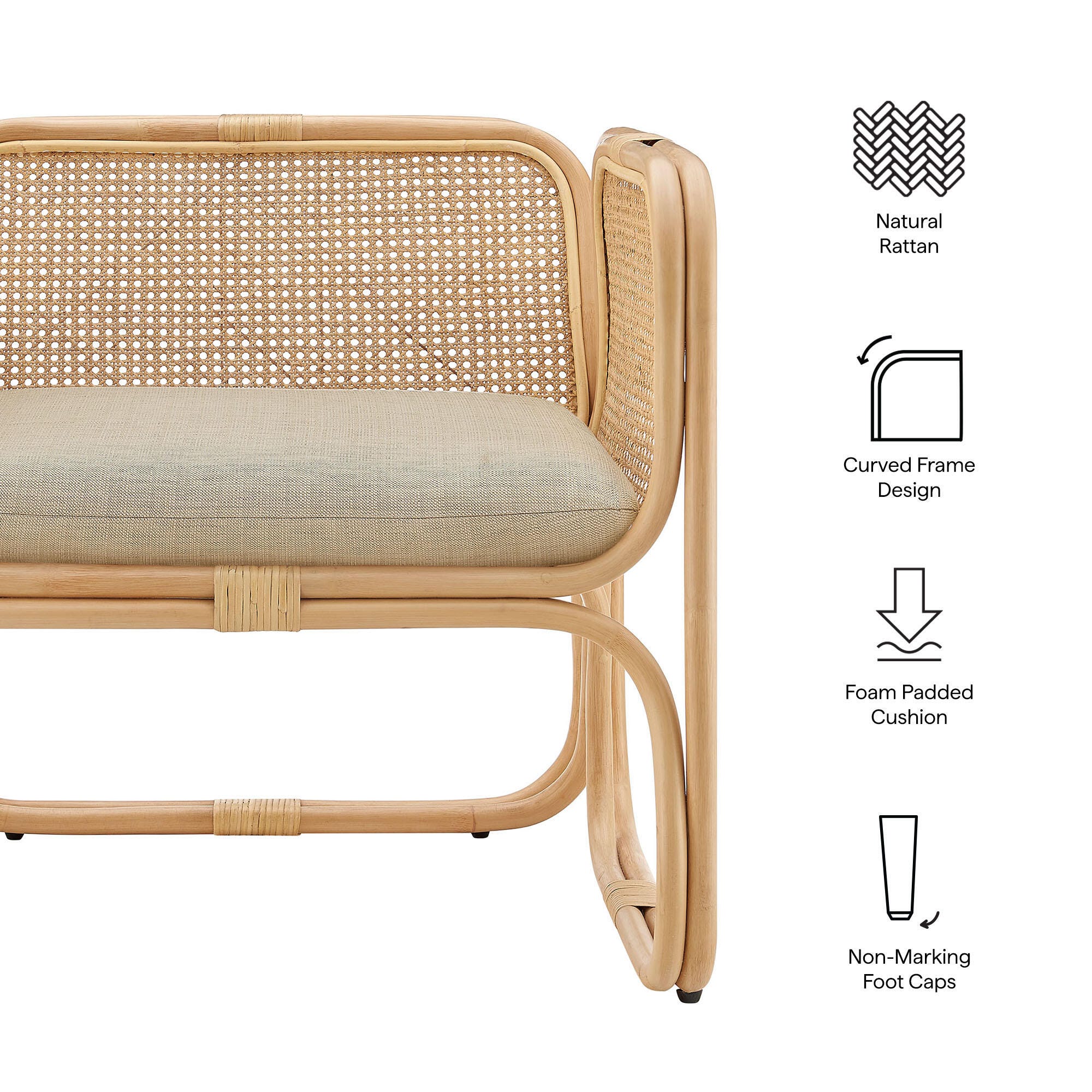 Modway Ellis Accent Chair, Natural, large