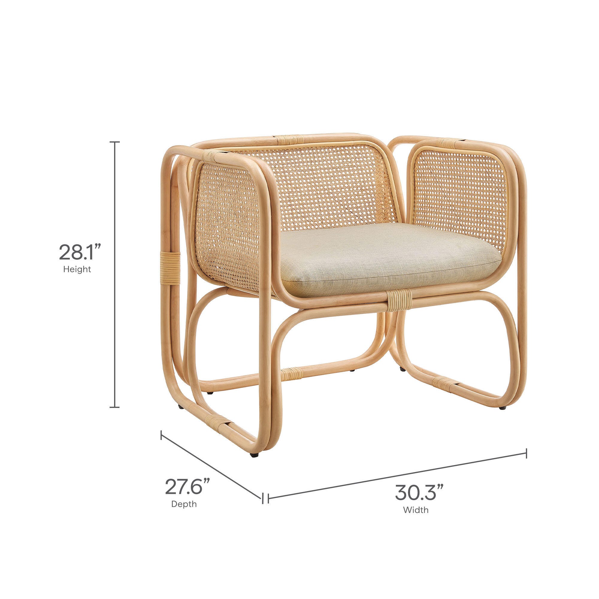 Modway Ellis Accent Chair, Natural, large
