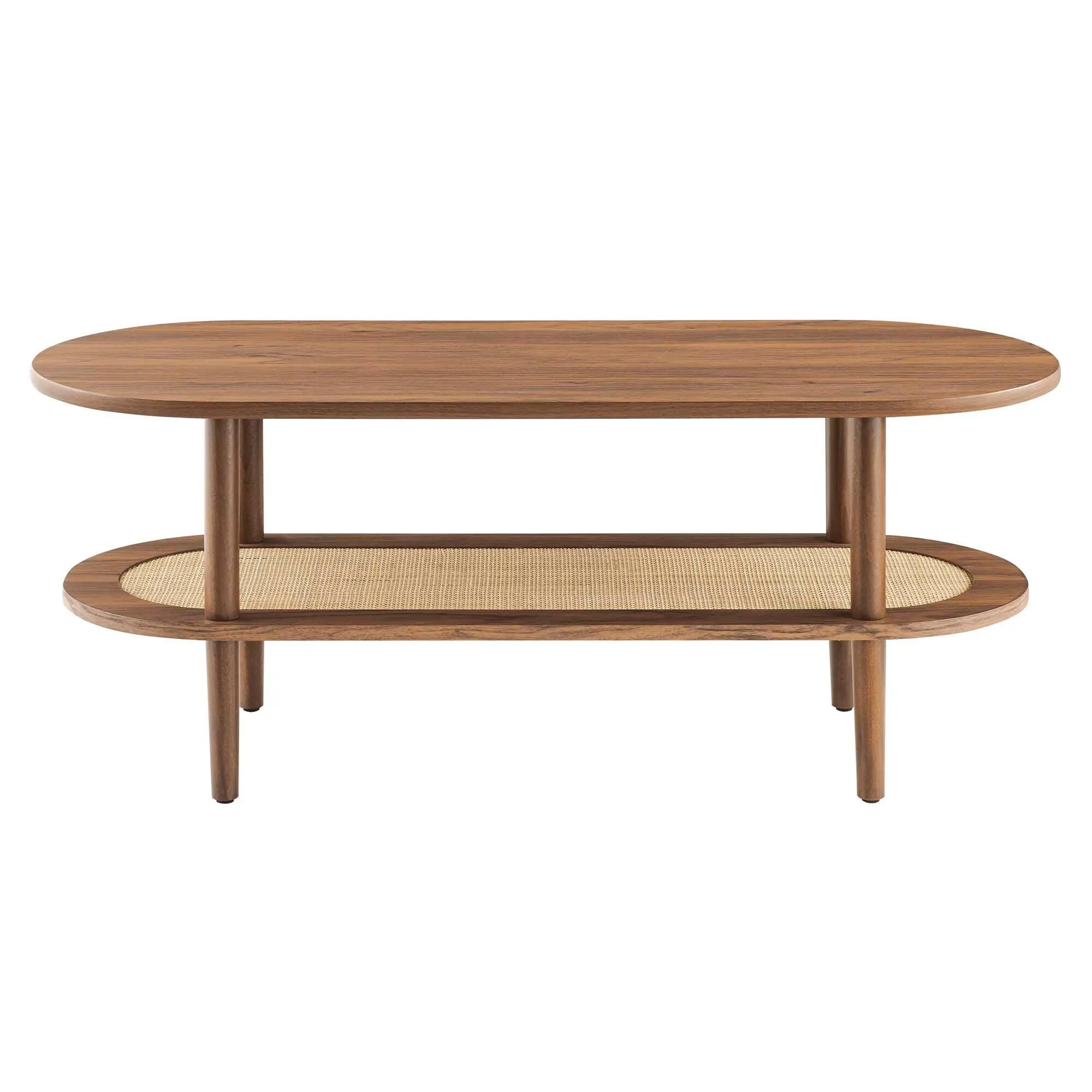 Modway Torus Oval Coffee Table, Walnut, large