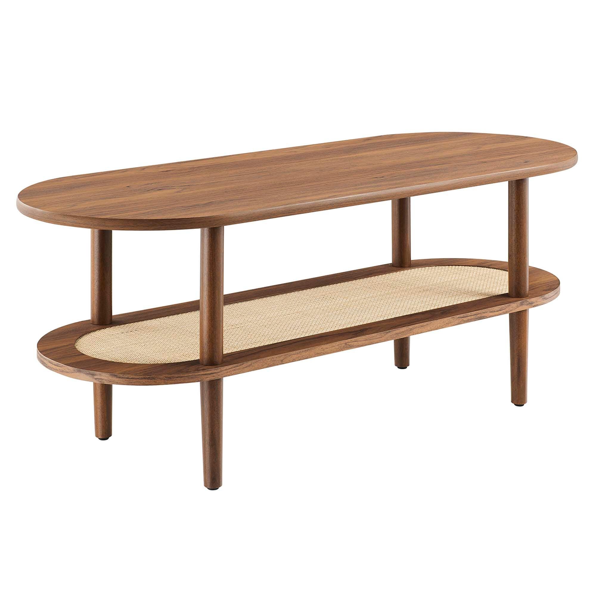 Modway Torus Oval Coffee Table, Walnut, large