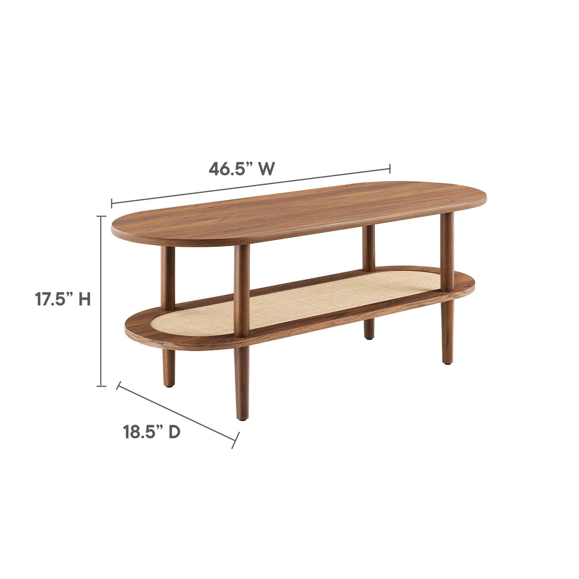 Modway Torus Oval Coffee Table, Walnut, large