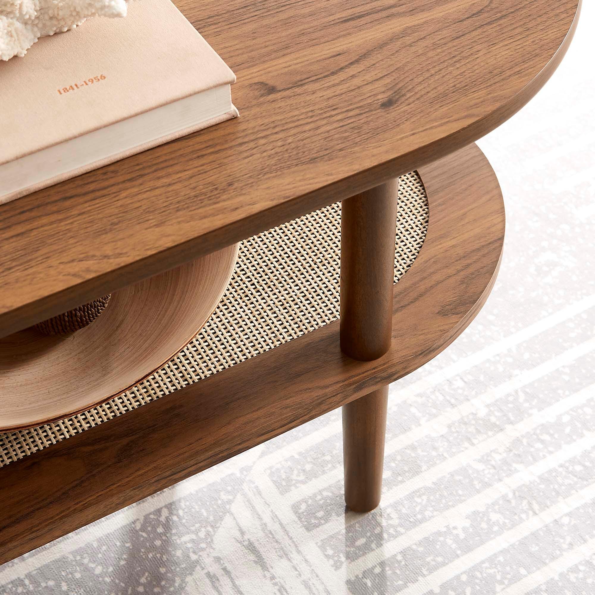 Modway Torus Oval Coffee Table, Walnut, large