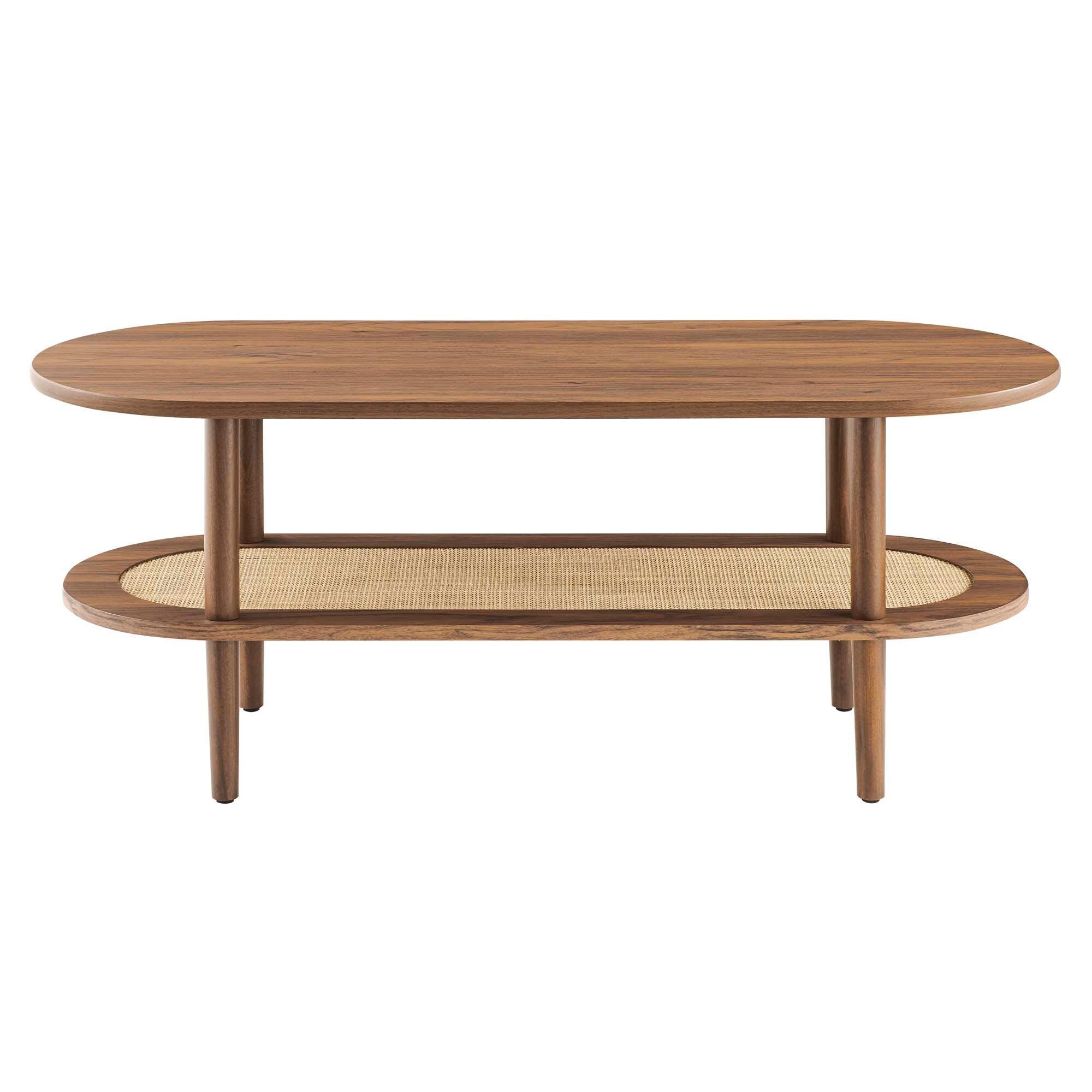 Modway Torus Oval Coffee Table, Walnut, large