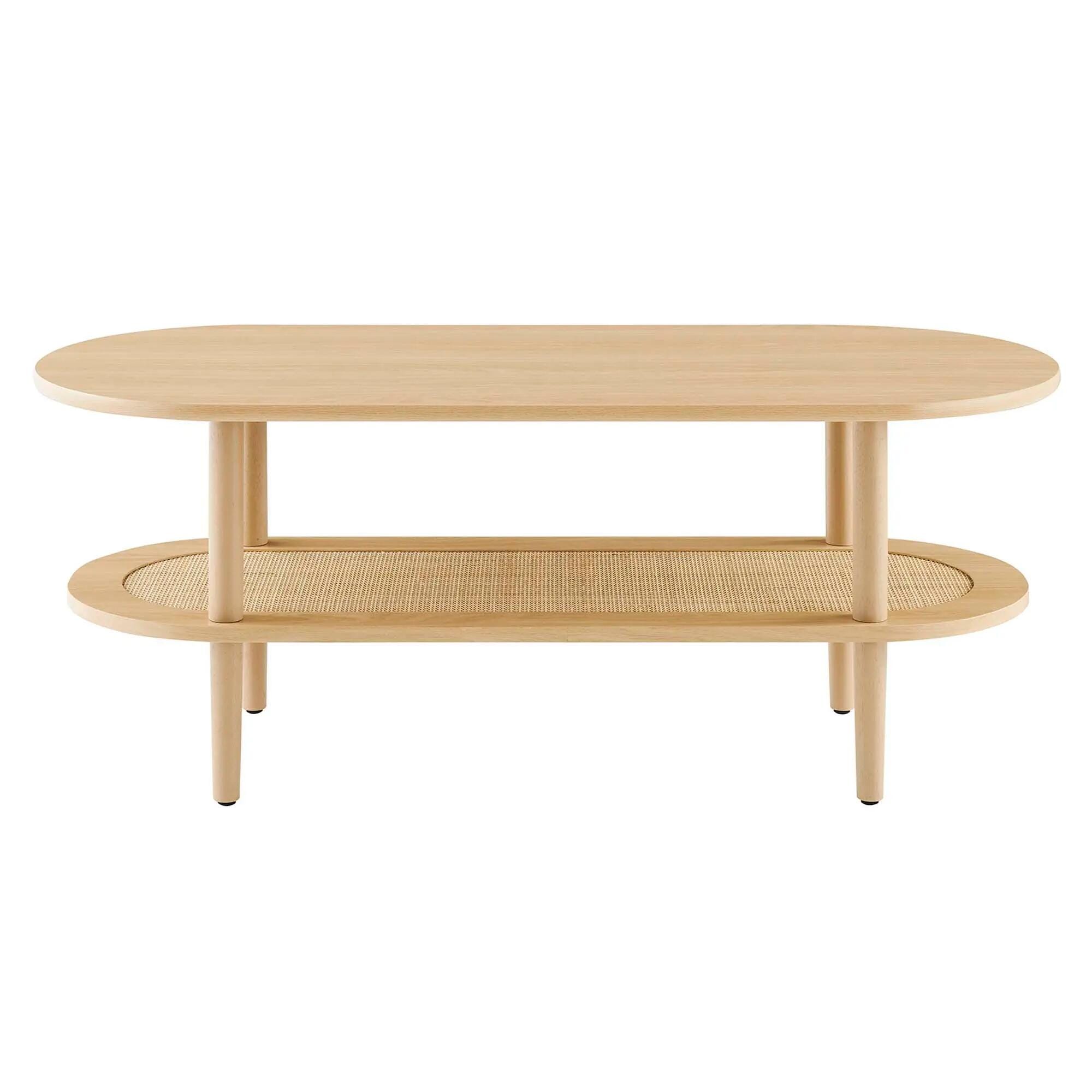Modway Torus Oval Coffee Table, Oak, large