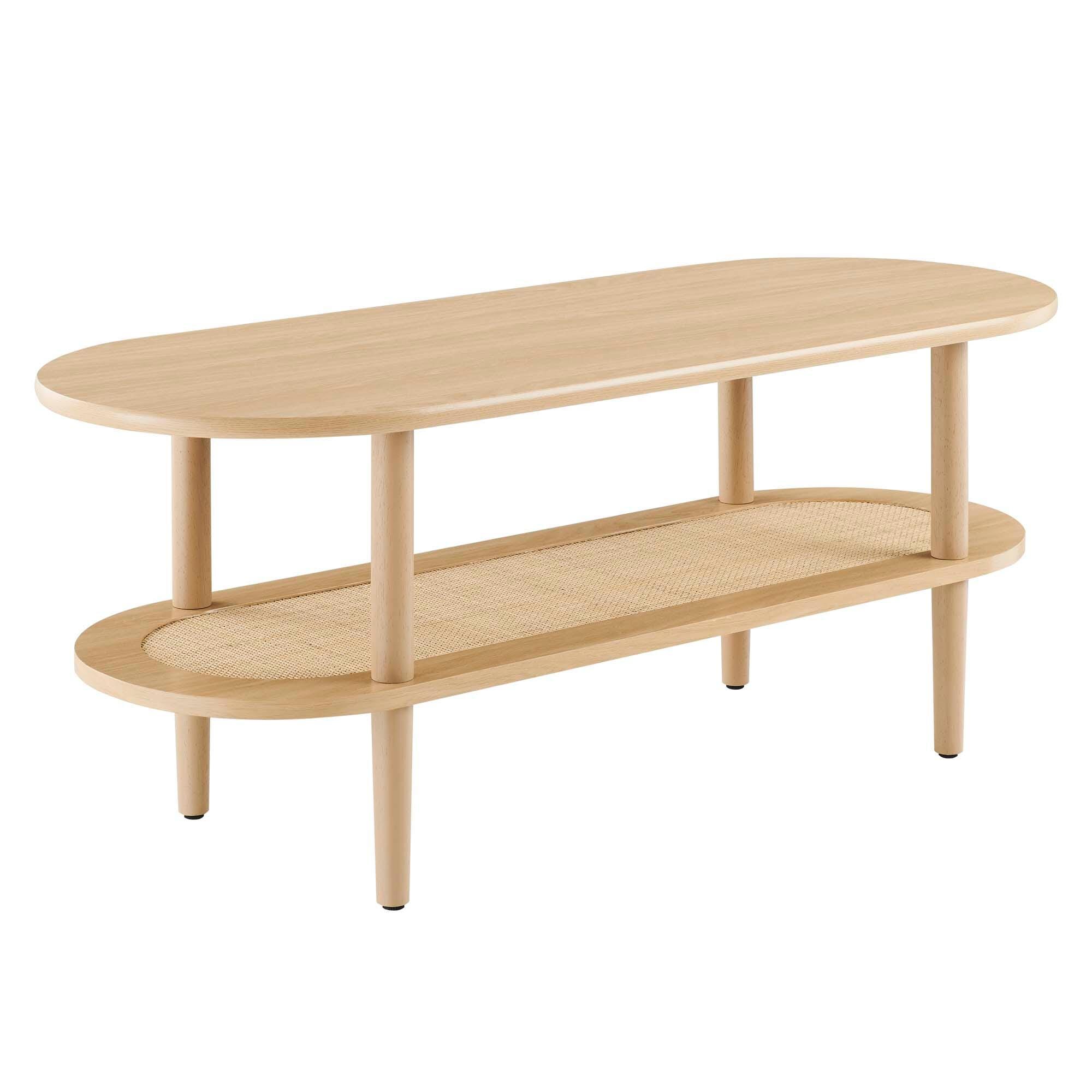 Modway Torus Oval Coffee Table, Oak, large
