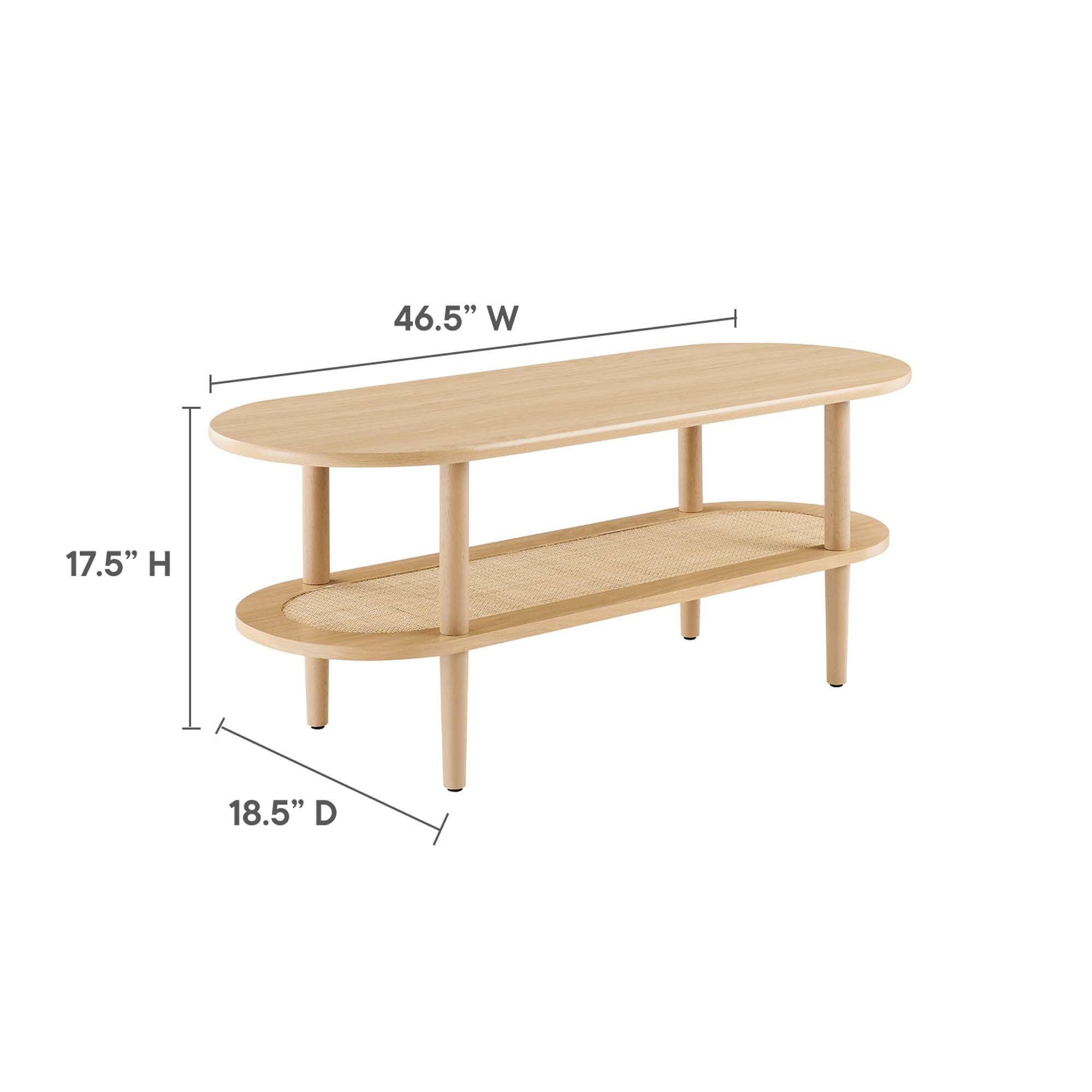 Modway Torus Oval Coffee Table, Oak, large