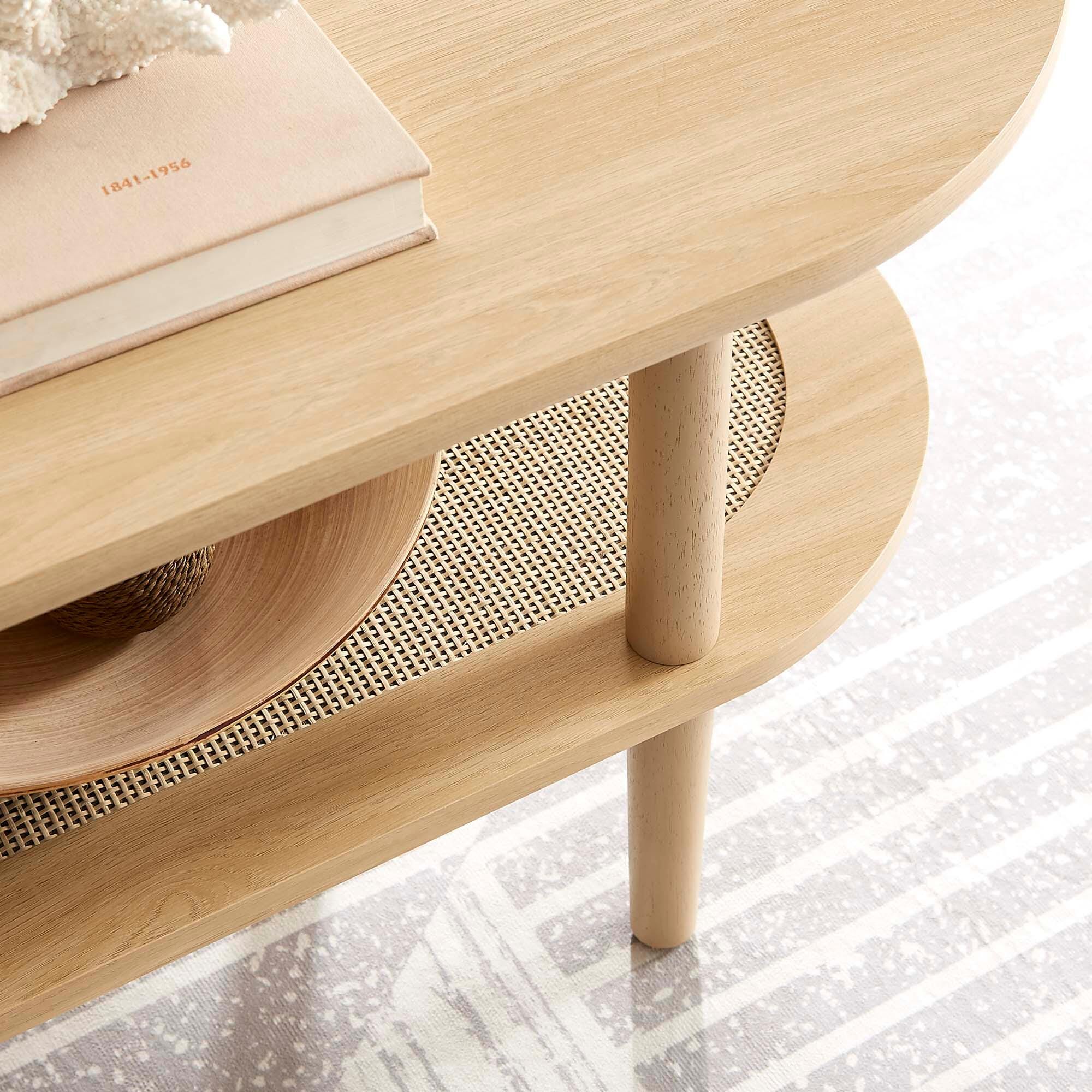 Modway Torus Oval Coffee Table, Oak, large