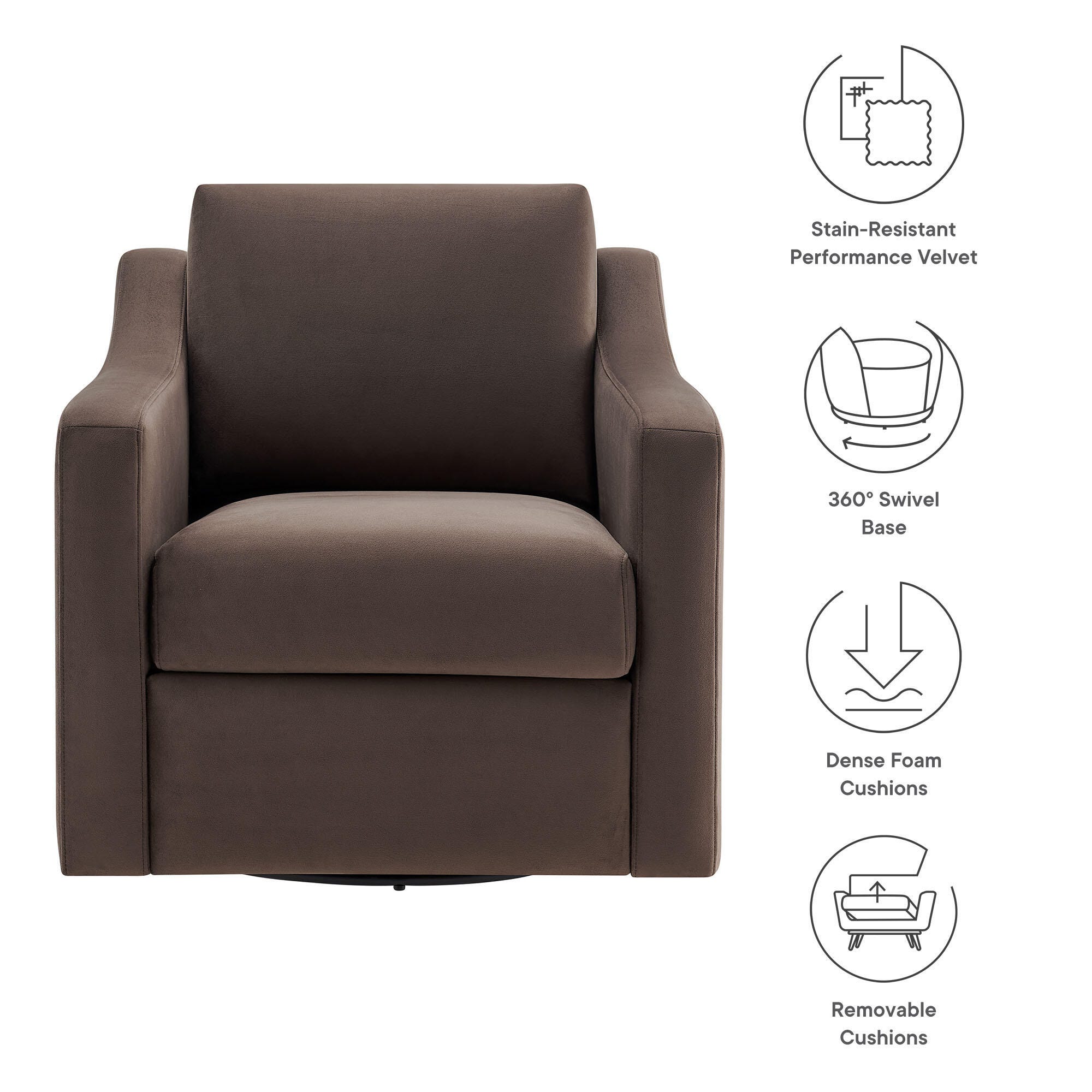 Modway Liora Accent Chair, Chocolate, large