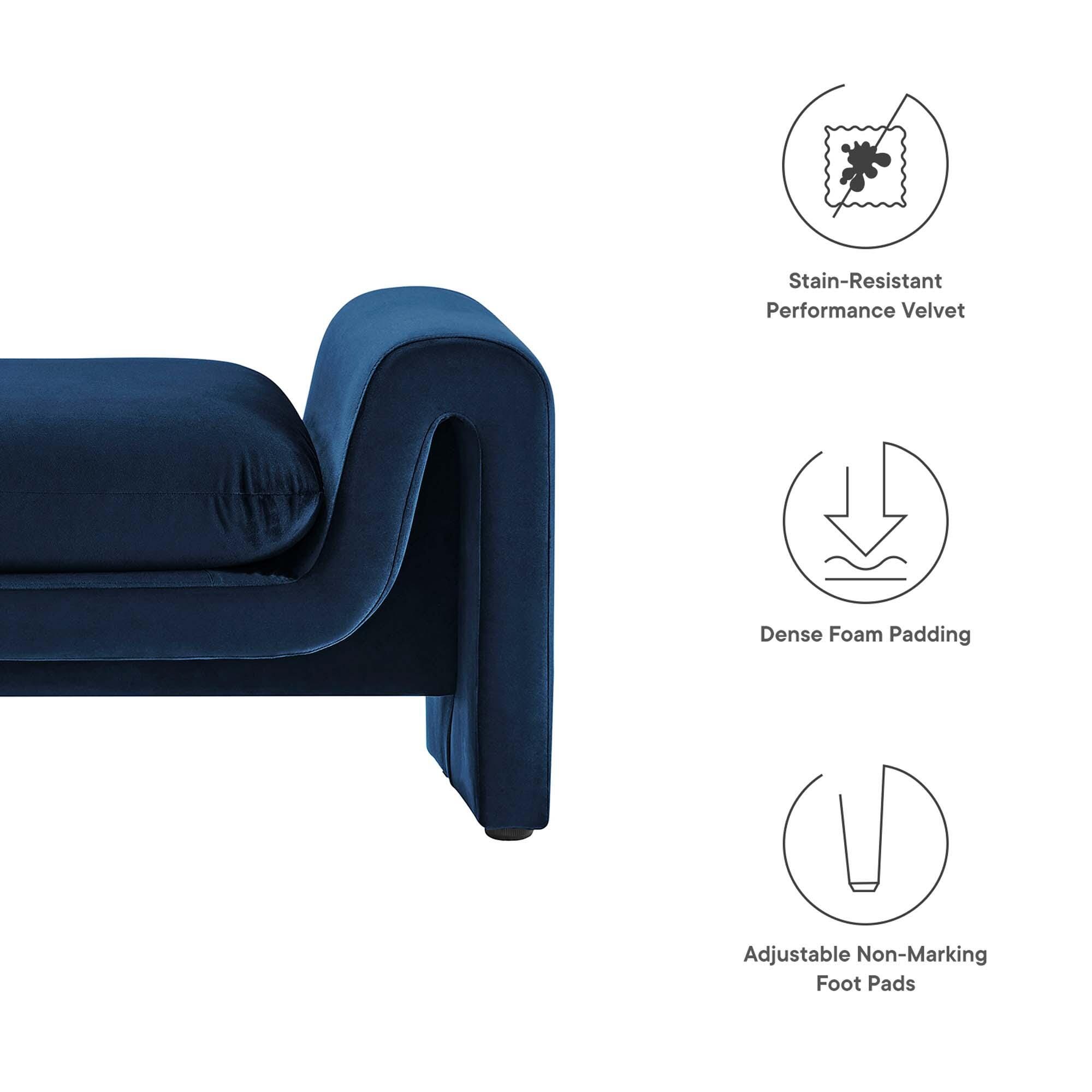 Modway Waverly Solid Bench, Midnight Blue, large