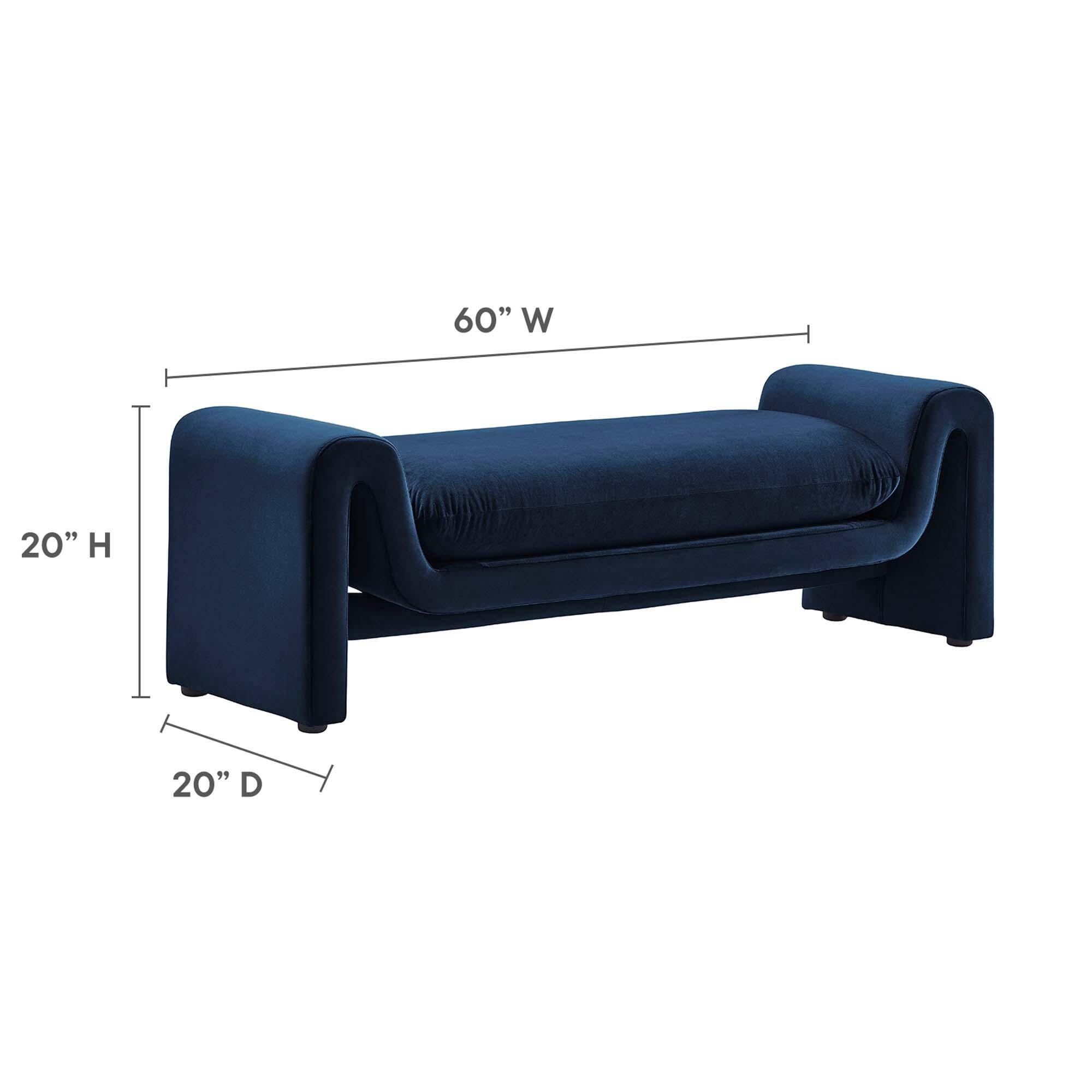 Modway Waverly Solid Bench, Midnight Blue, large