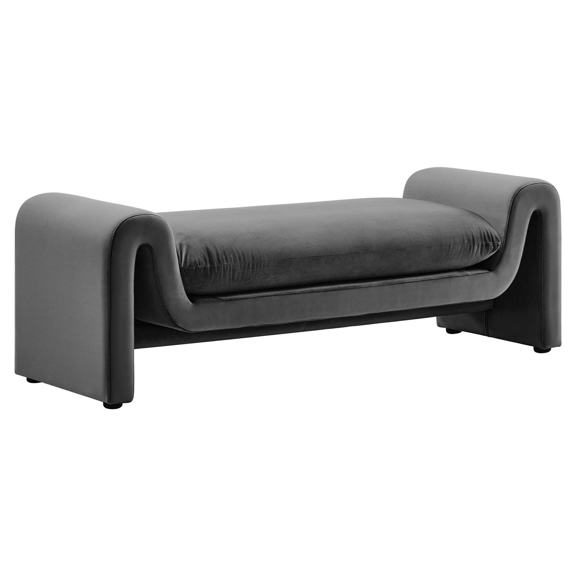 Modway Waverly Solid Bench, Gray, large