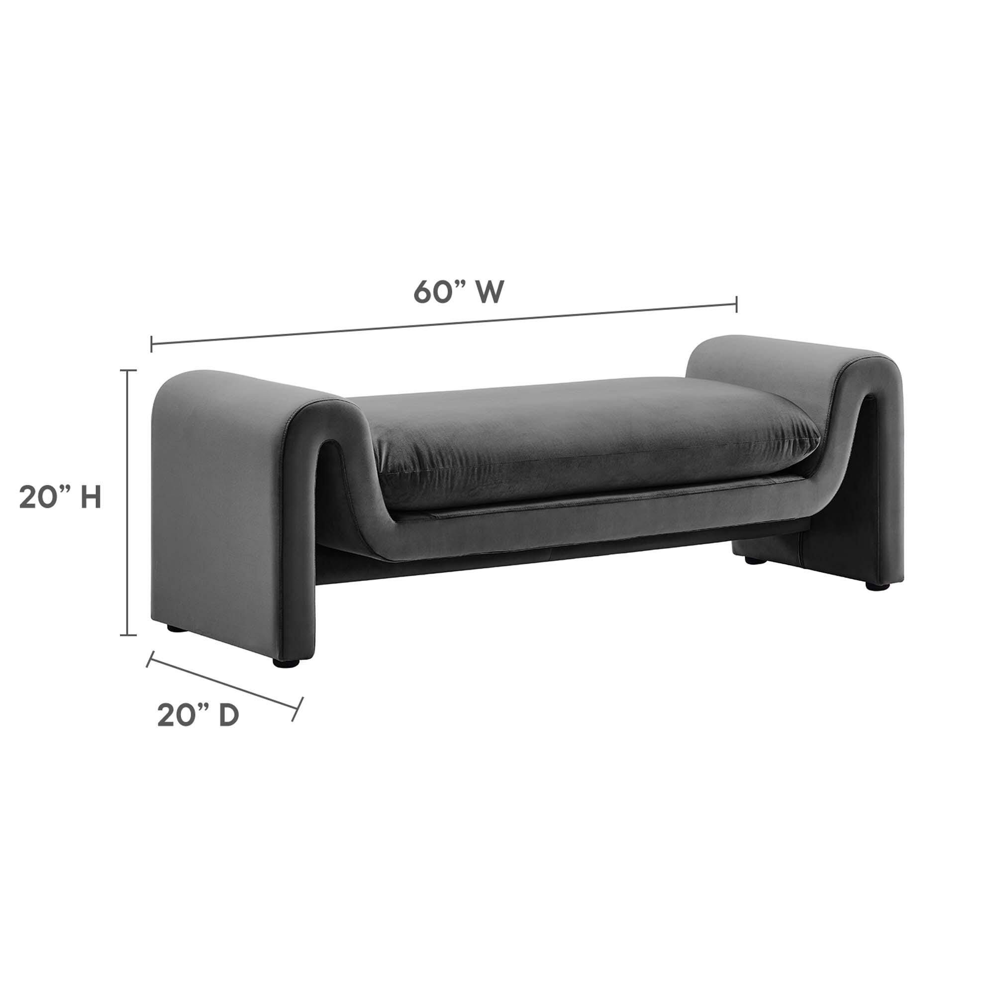 Modway Waverly Solid Bench, Gray, large