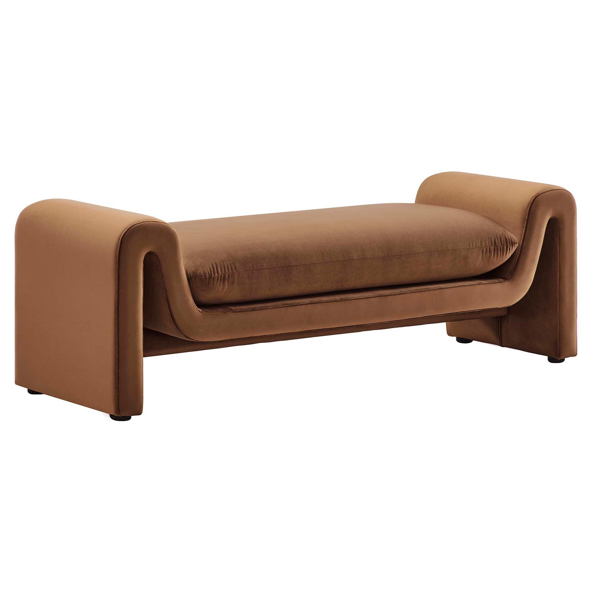 Modway Waverly Solid Bench, Brown, large