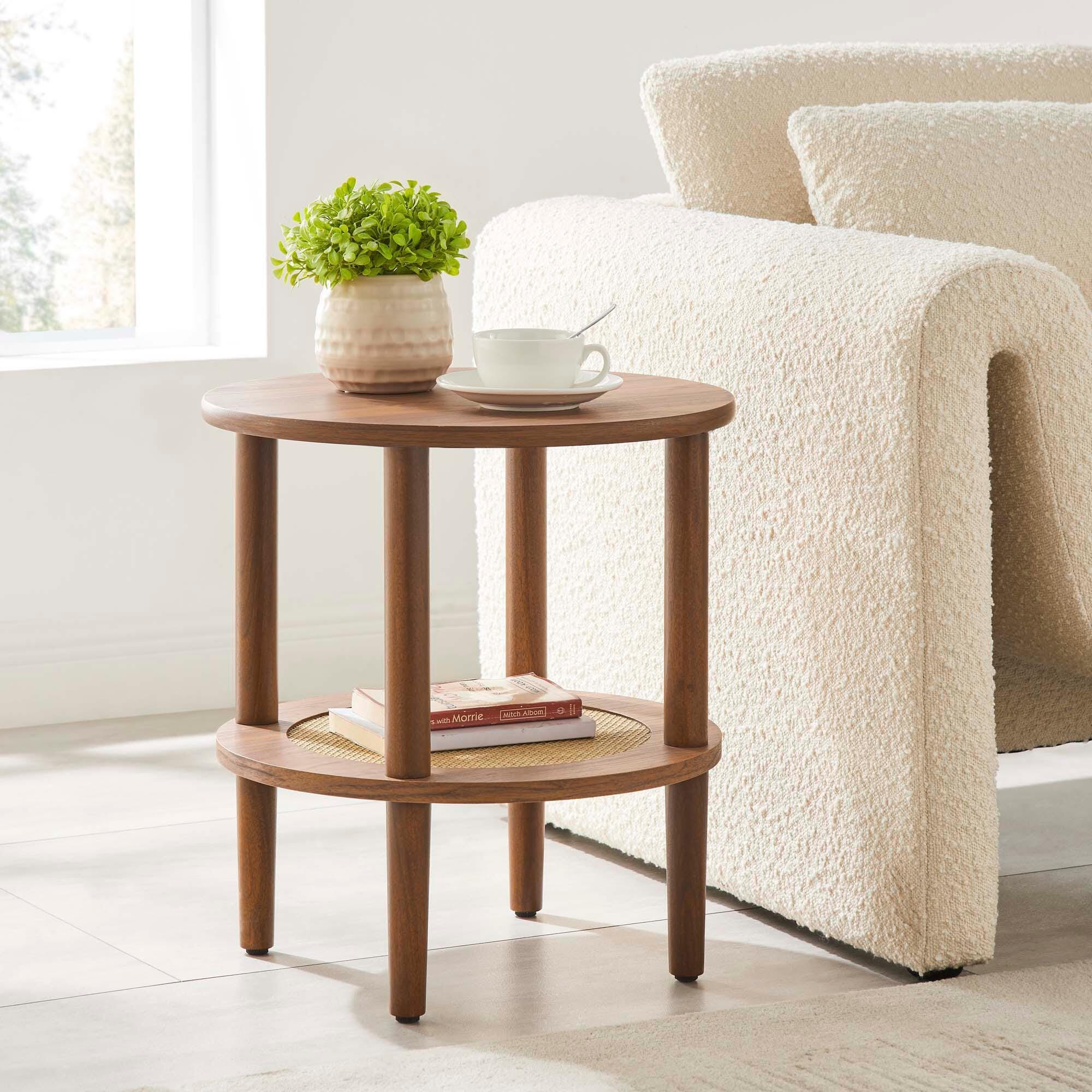 Modway Torus End Table, Walnut, rollover