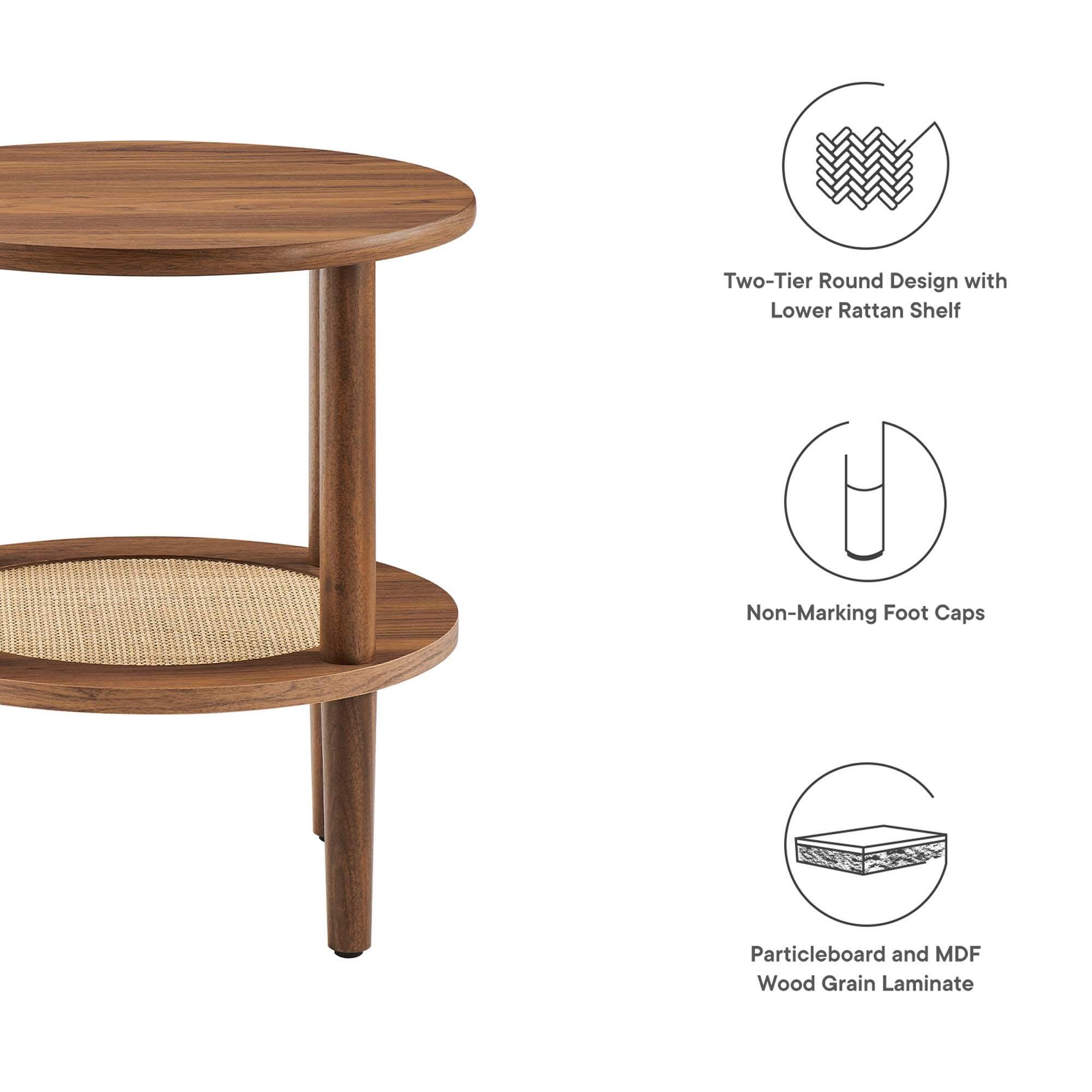 Modway Torus End Table, Walnut, large