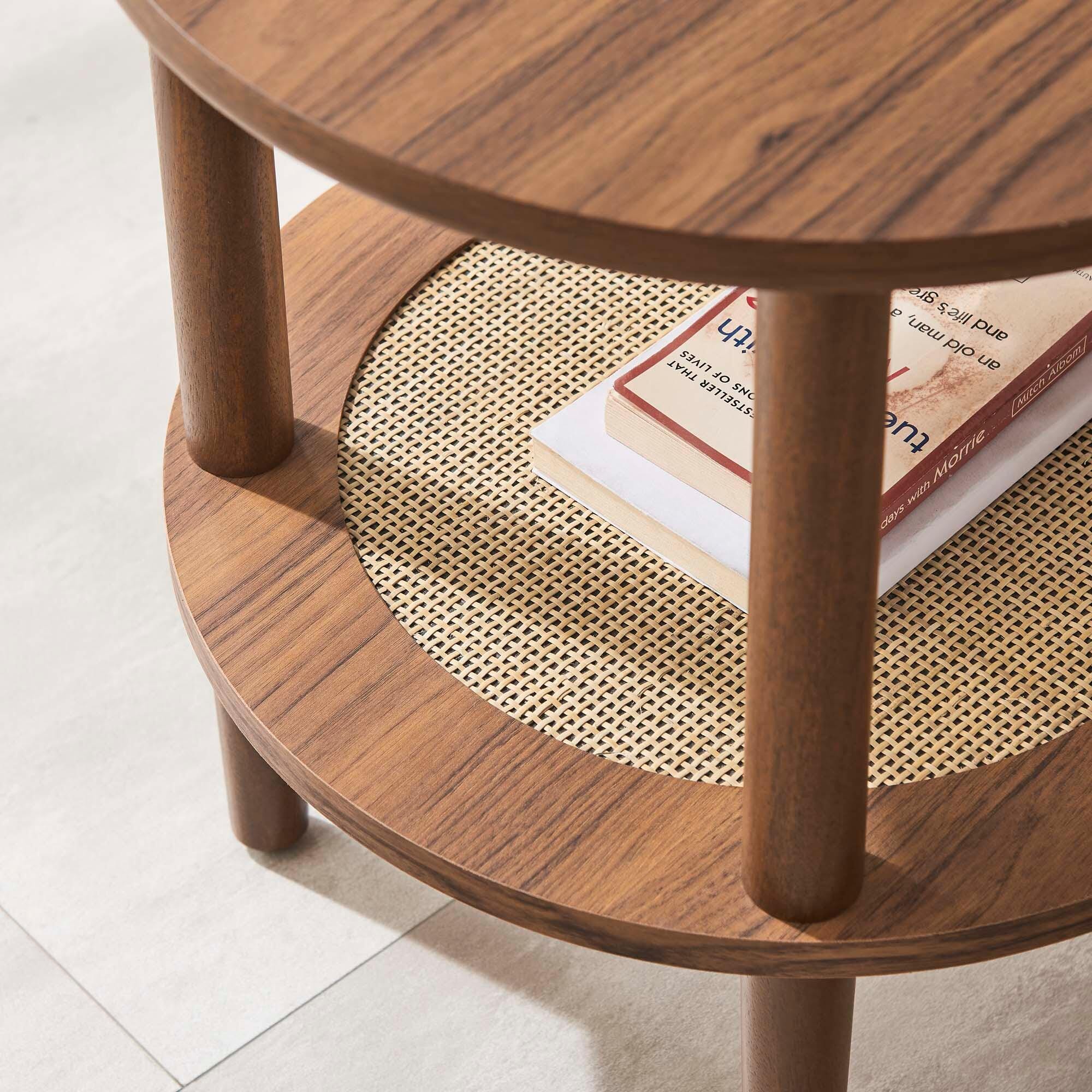 Modway Torus End Table, Walnut, large
