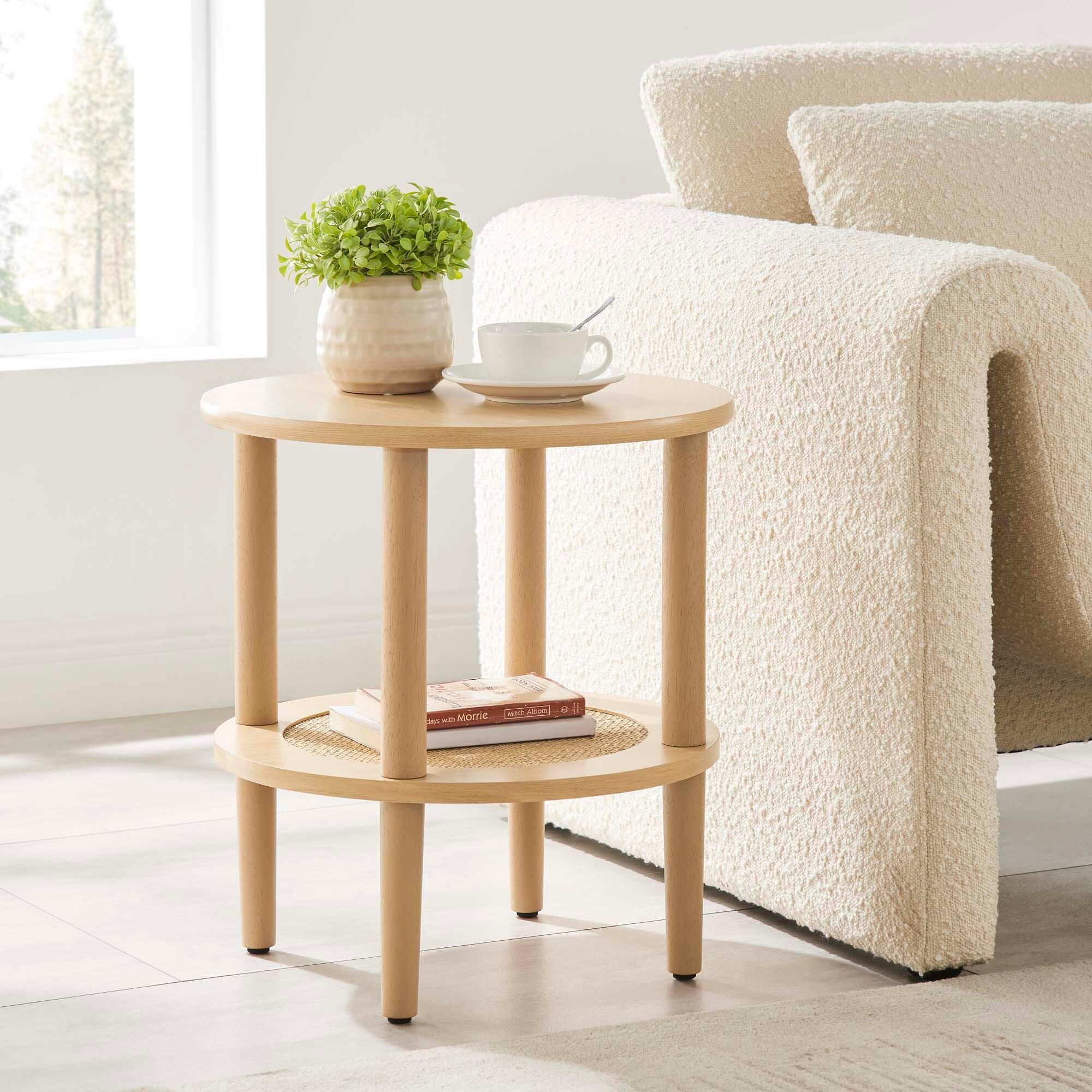 Modway Torus End Table, Oak, large
