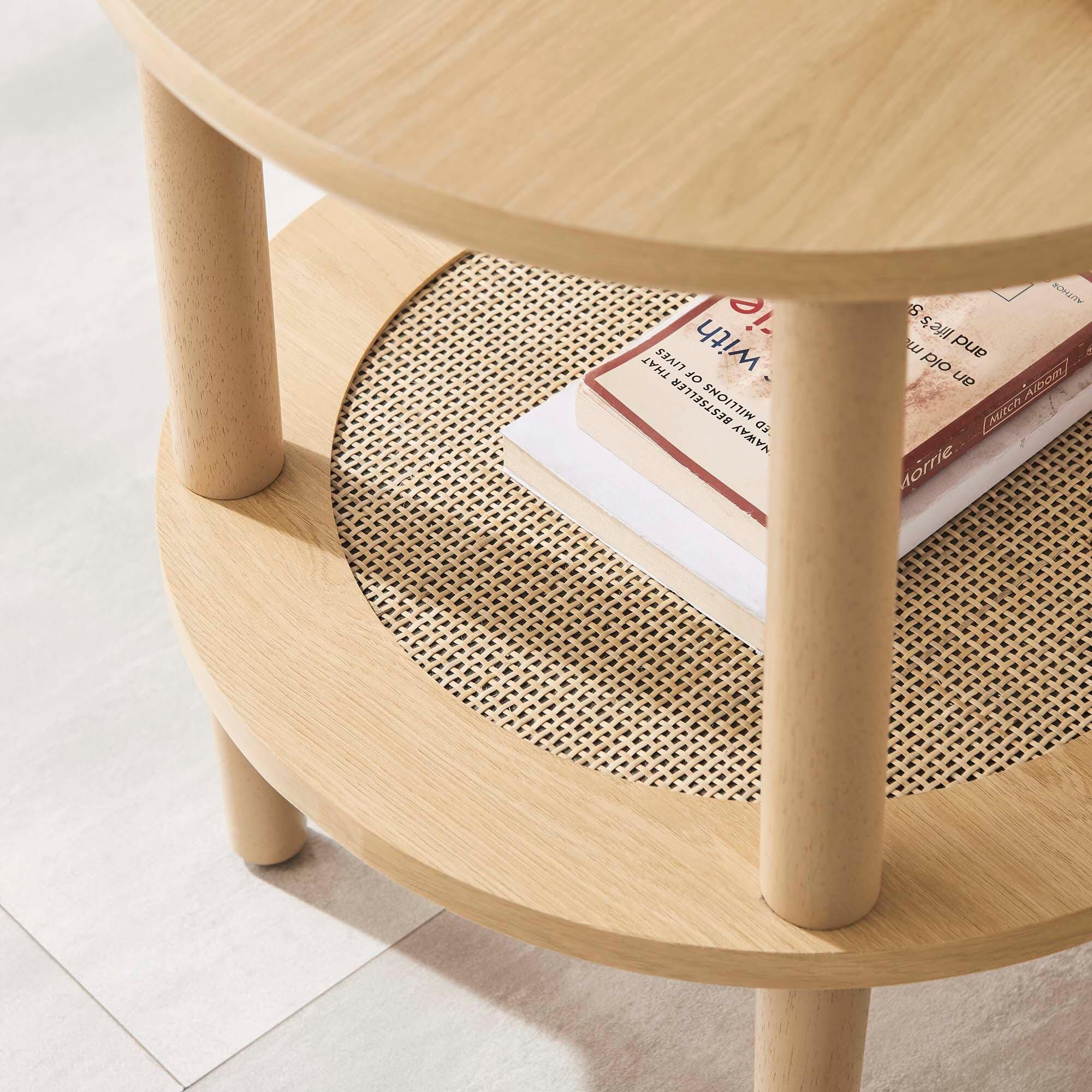 Modway Torus End Table, Oak, large