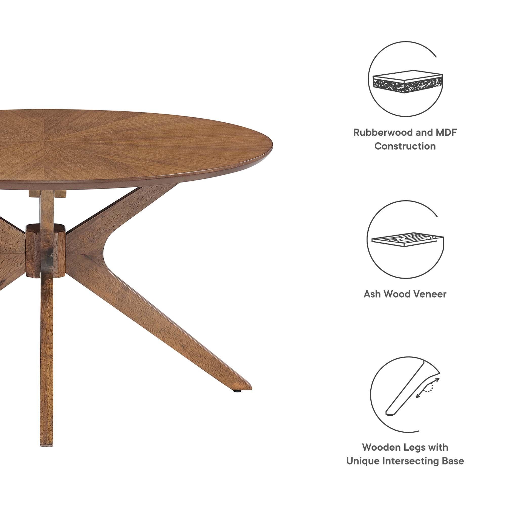 Modway Crossroads Round Coffee Table, Walnut, large