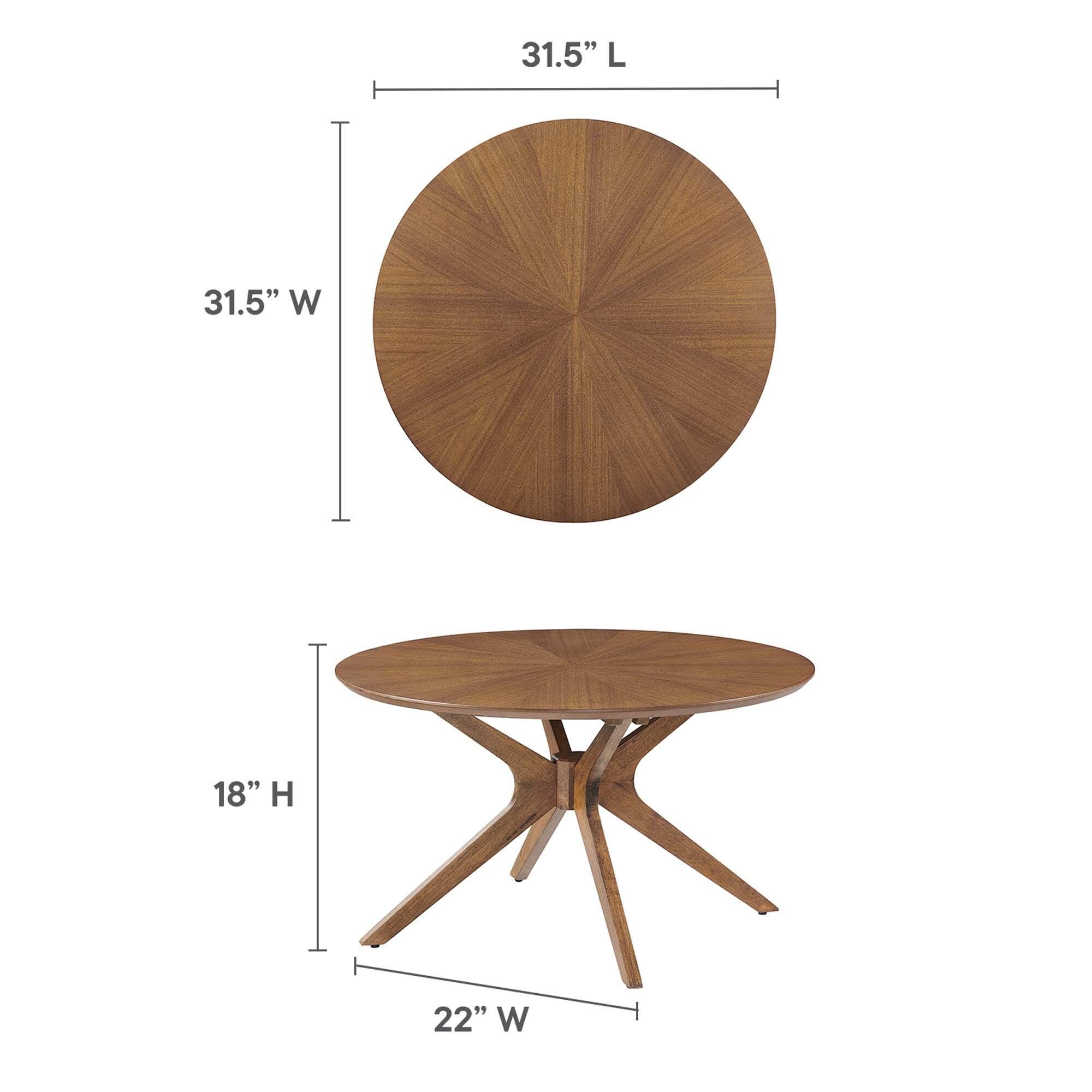 Modway Crossroads Round Coffee Table, Walnut, large