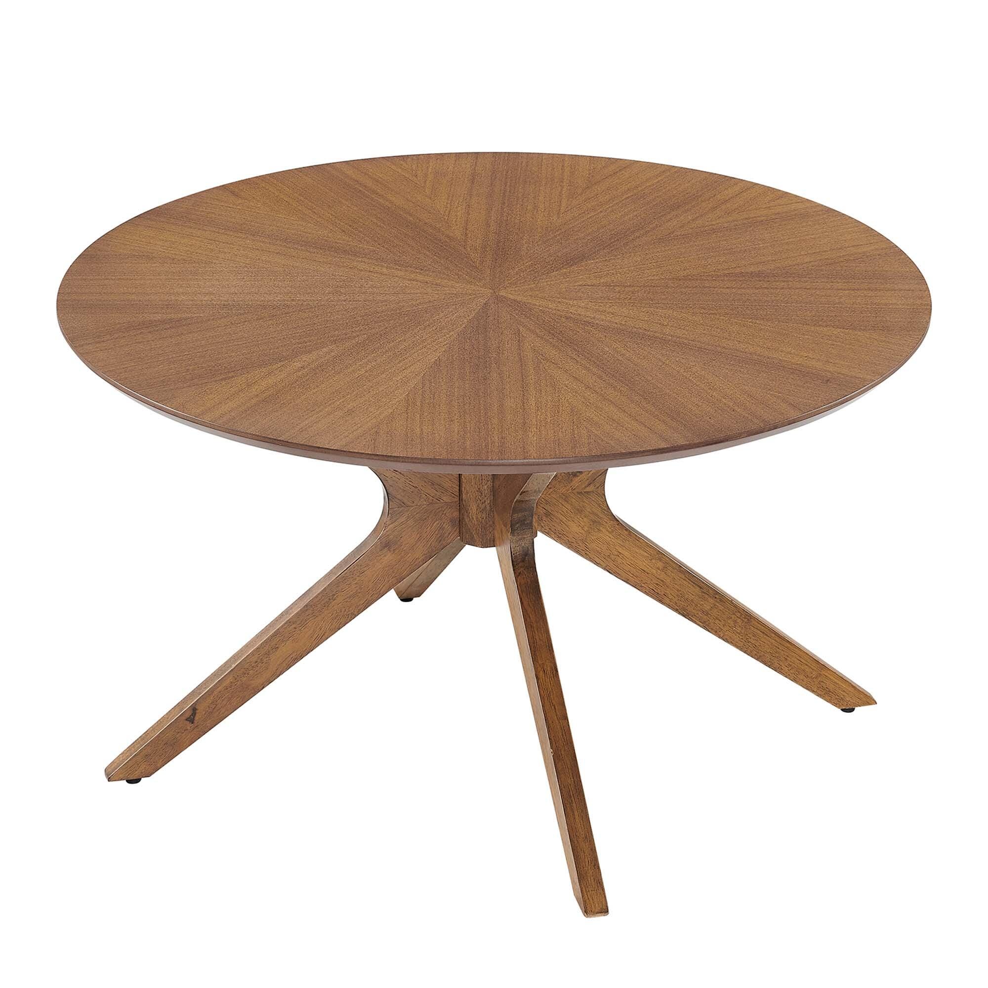 Modway Crossroads Round Coffee Table, Walnut, large