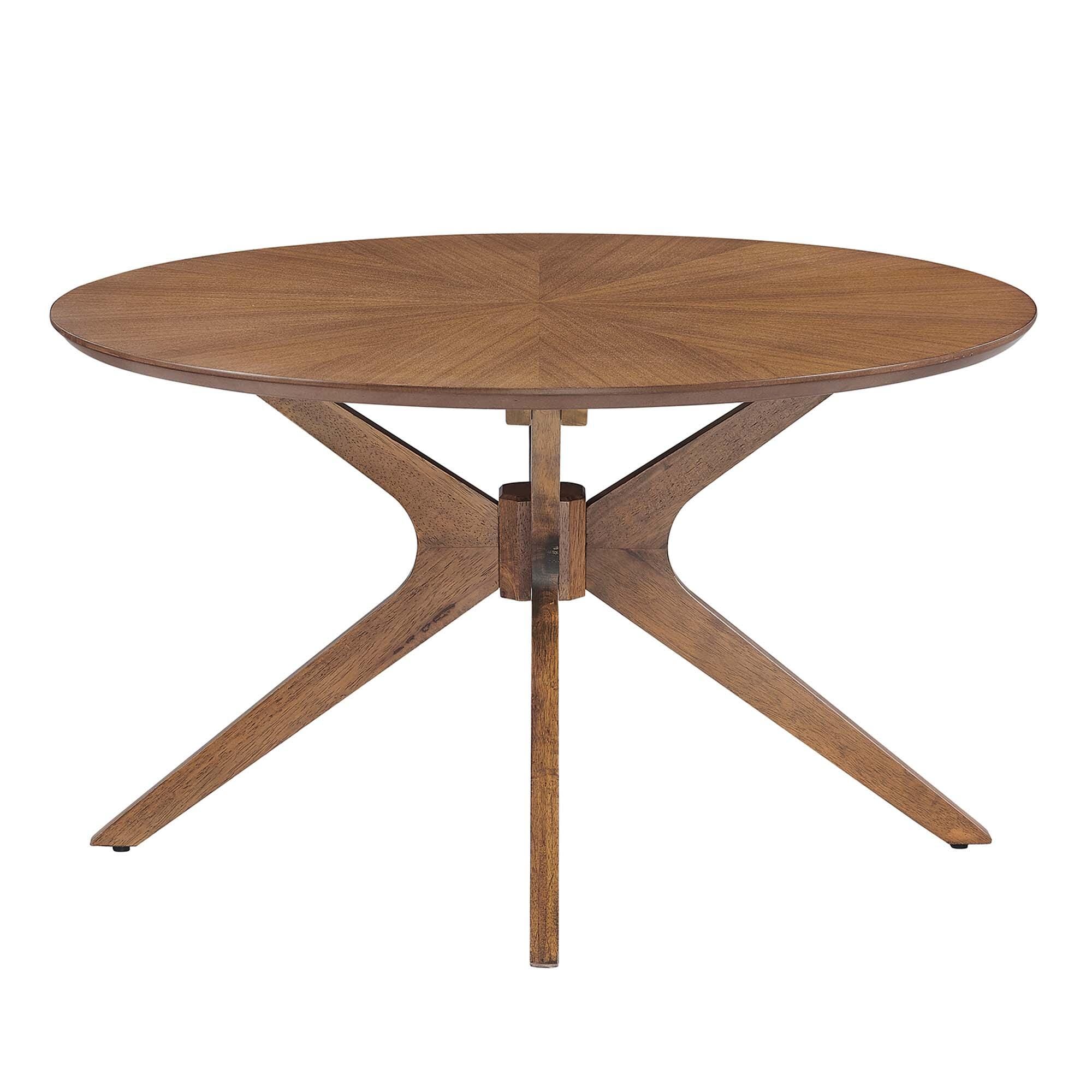 Modway Crossroads Round Coffee Table, Walnut, large
