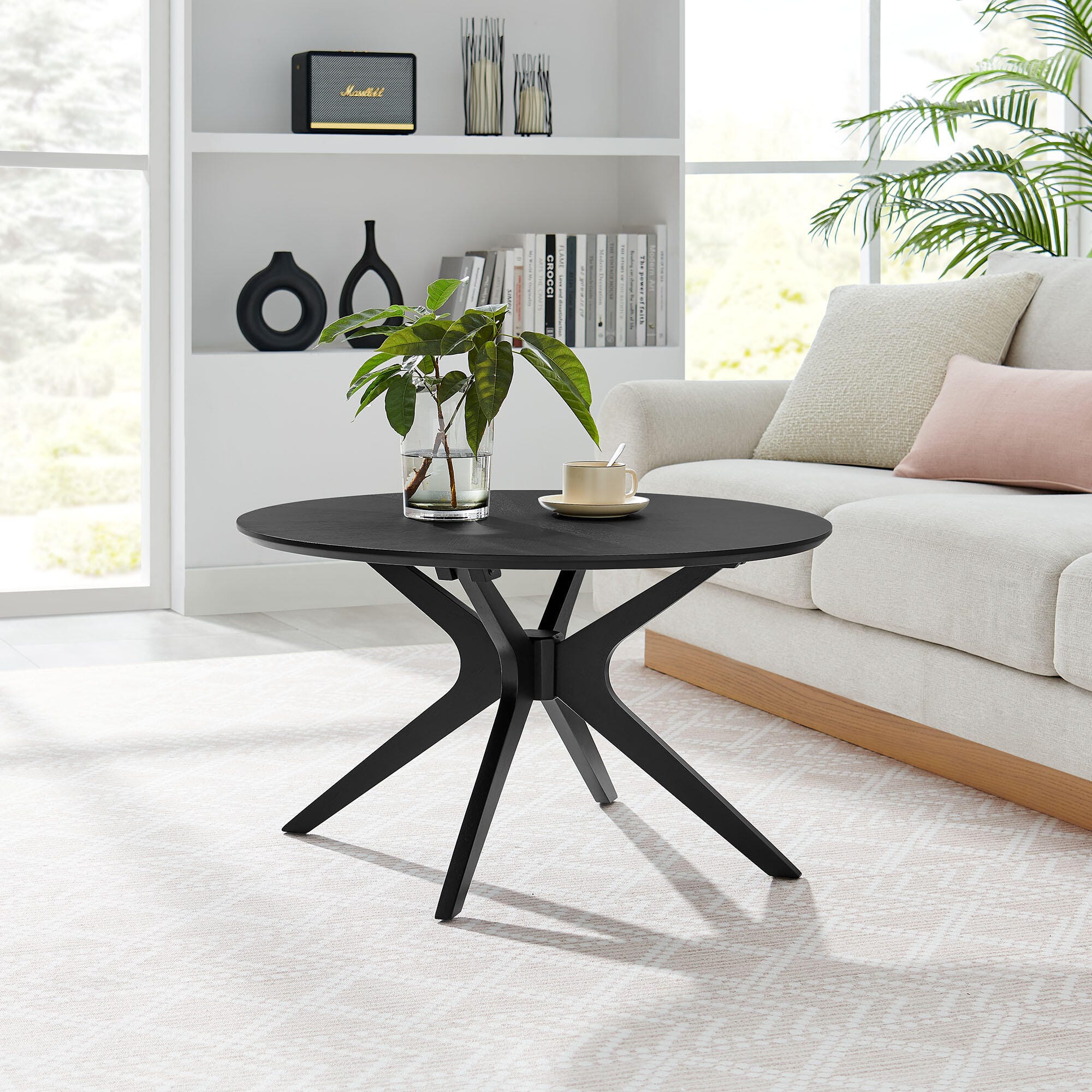 Modway Crossroads Round Coffee Table, Black, rollover