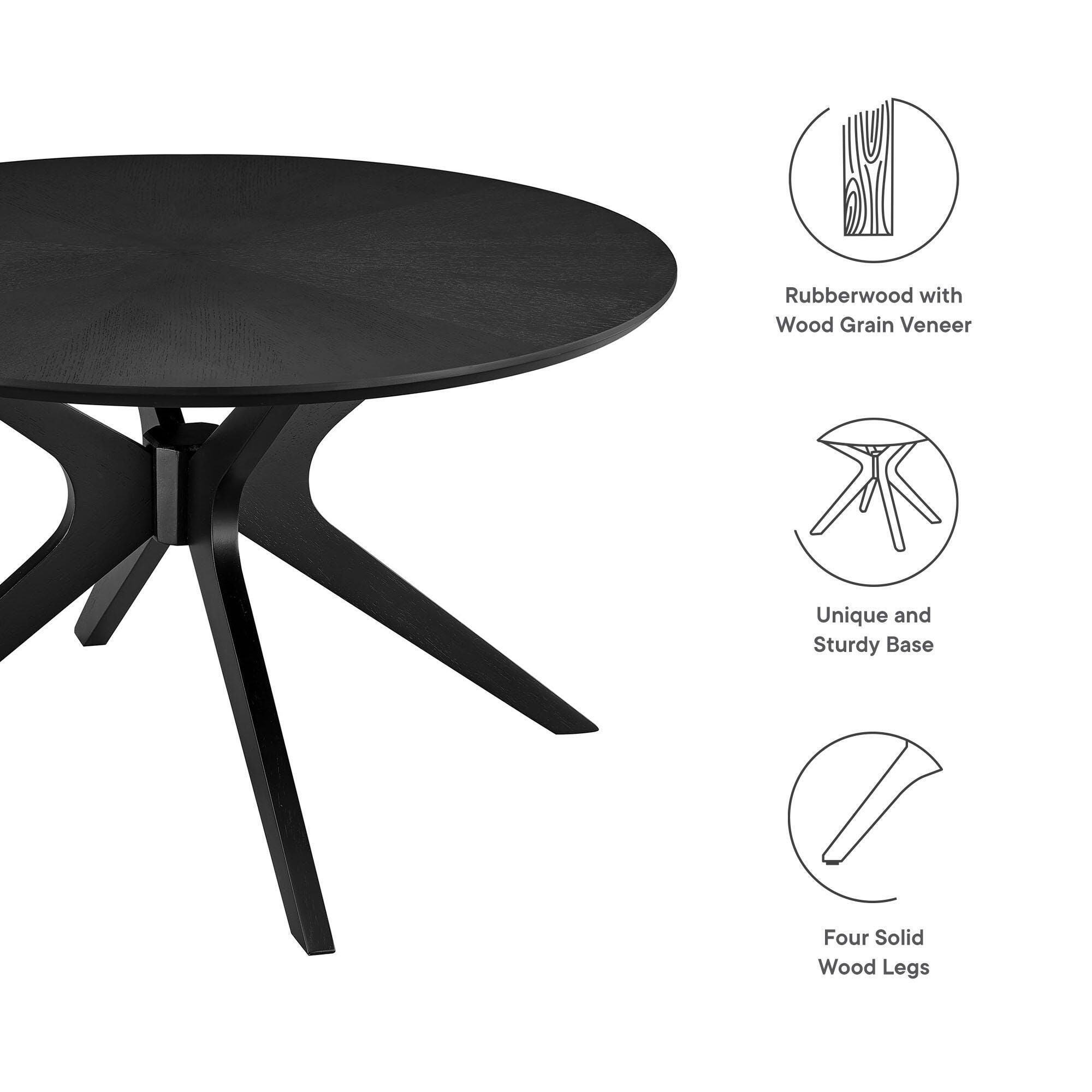 Modway Crossroads Round Coffee Table, Black, large