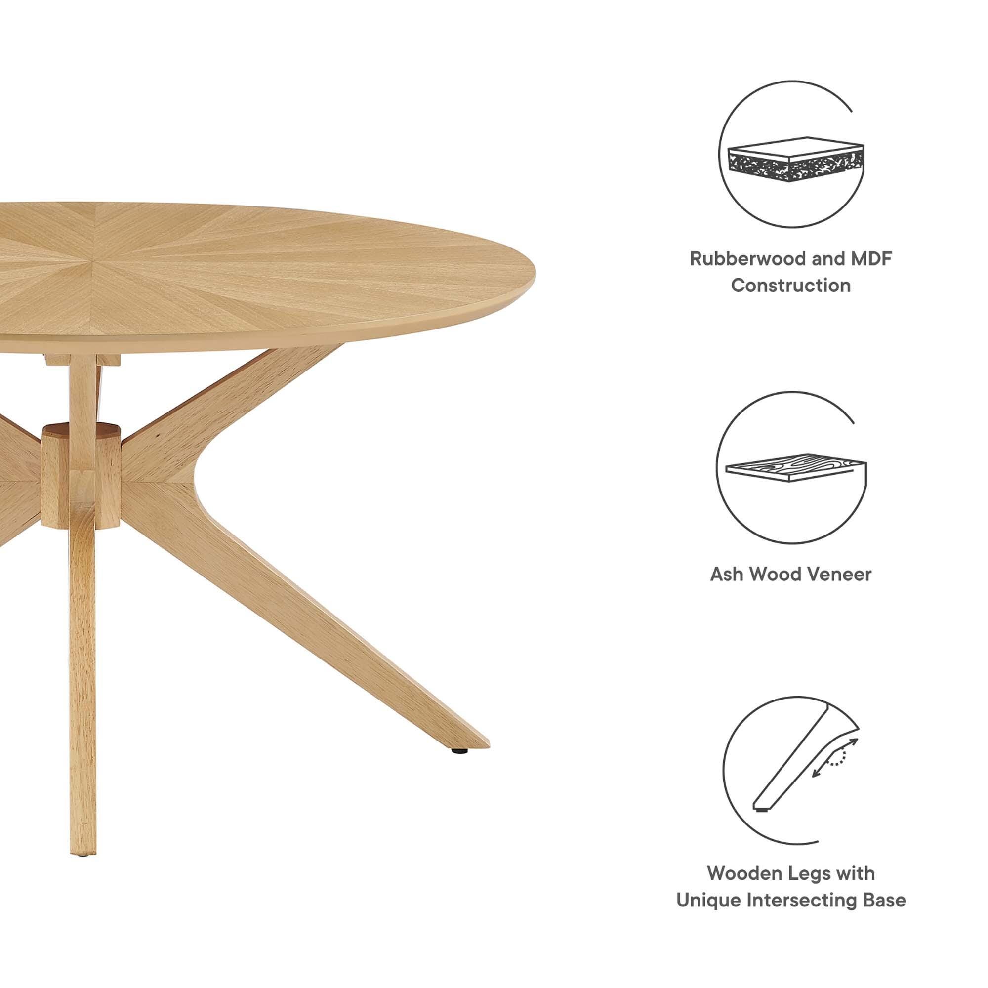 Modway Crossroads Round Coffee Table, Oak, large