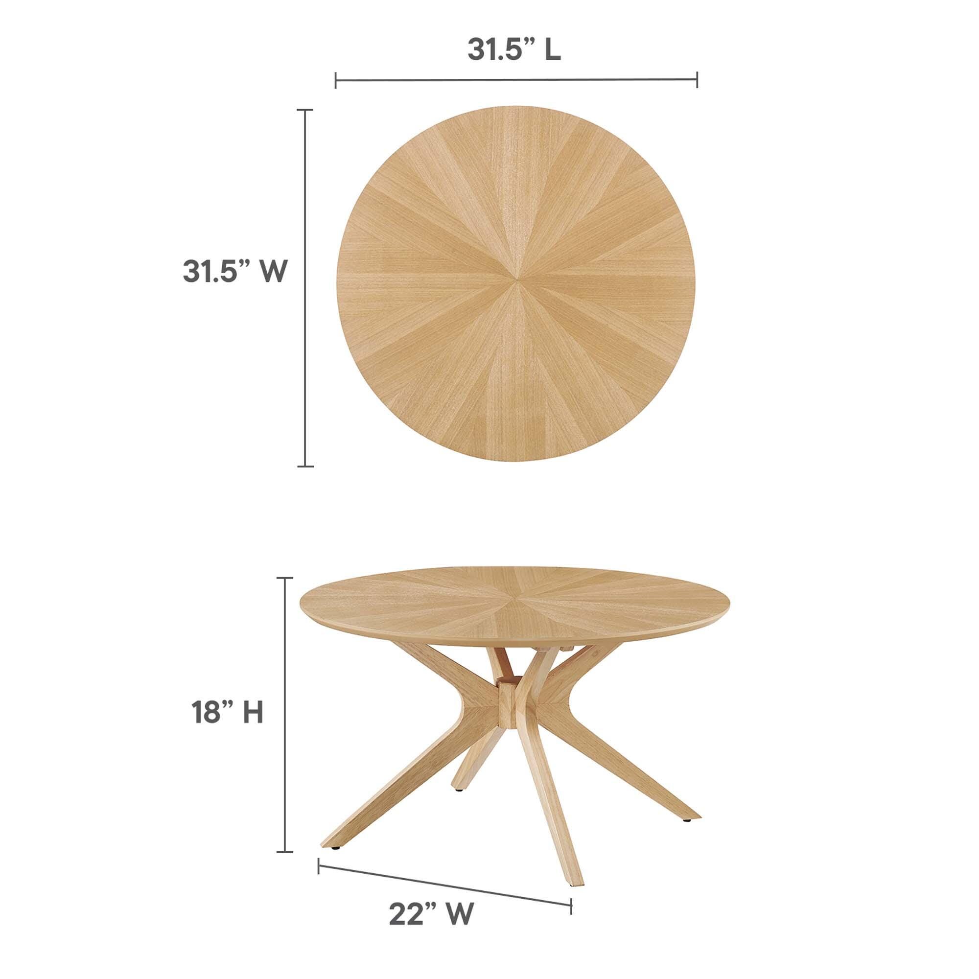 Modway Crossroads Round Coffee Table, Oak, large