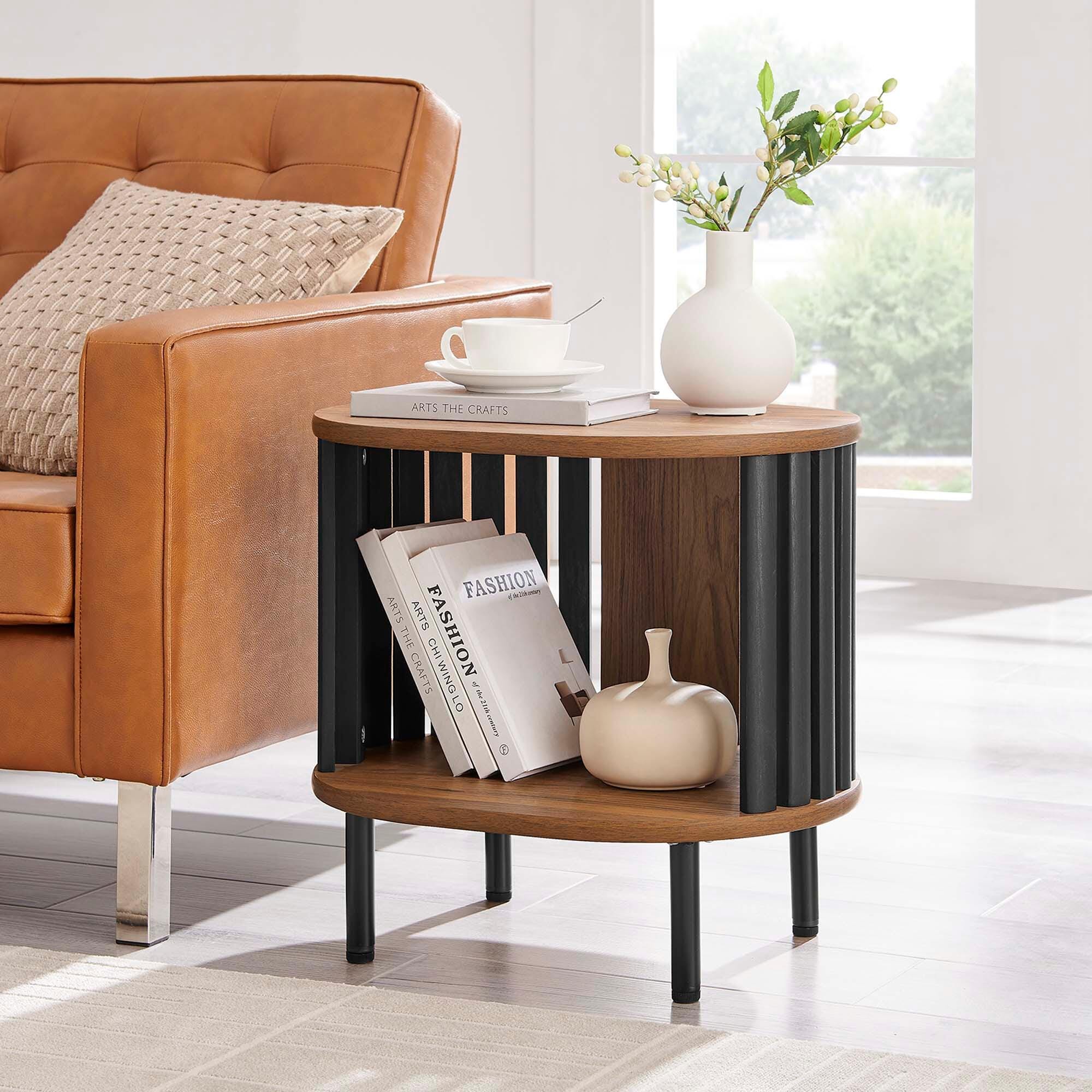 Modway Fortitude End Table, Walnut/Black, rollover